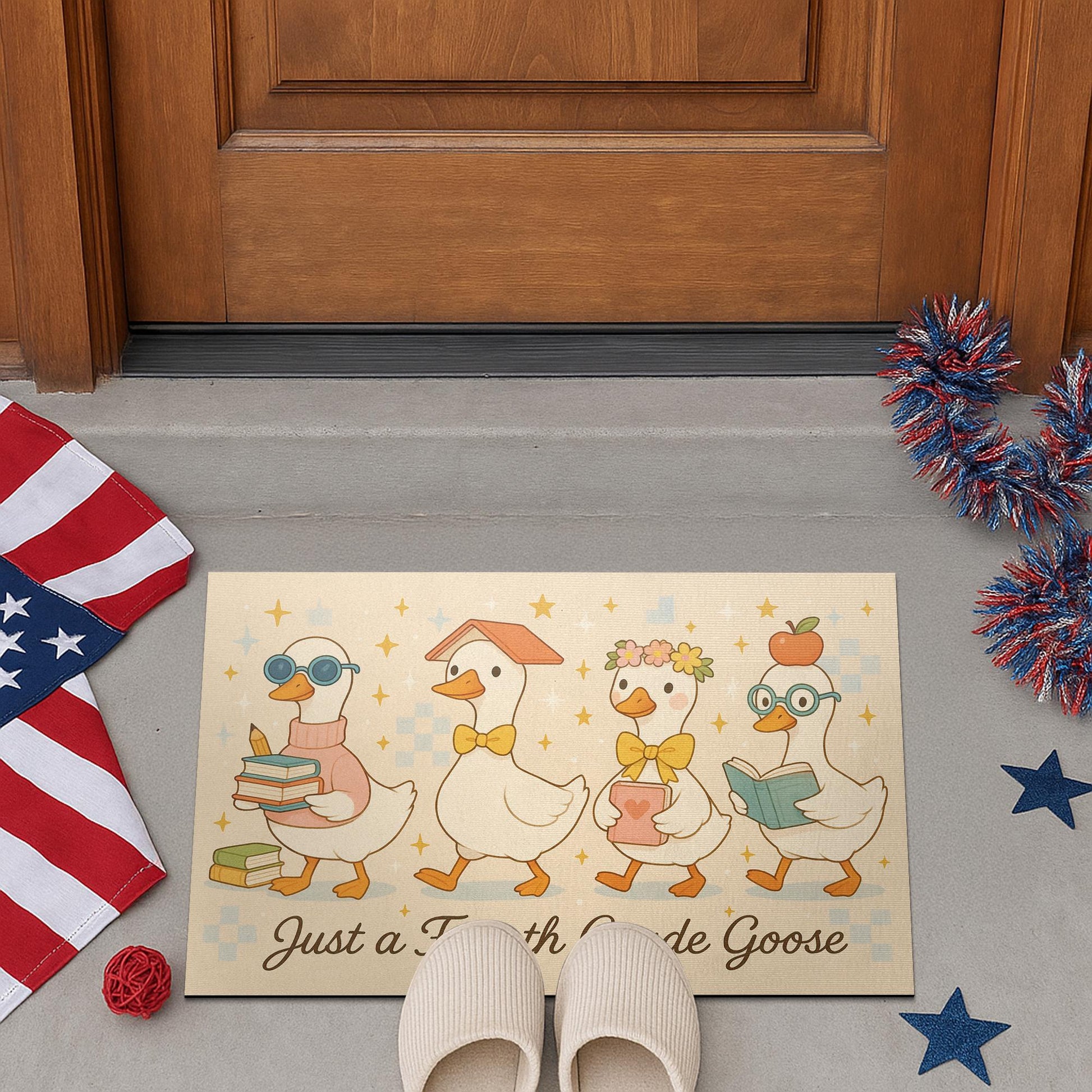 Just a Fourth Grade Goose Doormat | Funny Teacher Classroom Rug | Back to School Decor, Cute Goose Gift for Third Grade Teacher, Teacher Rug
