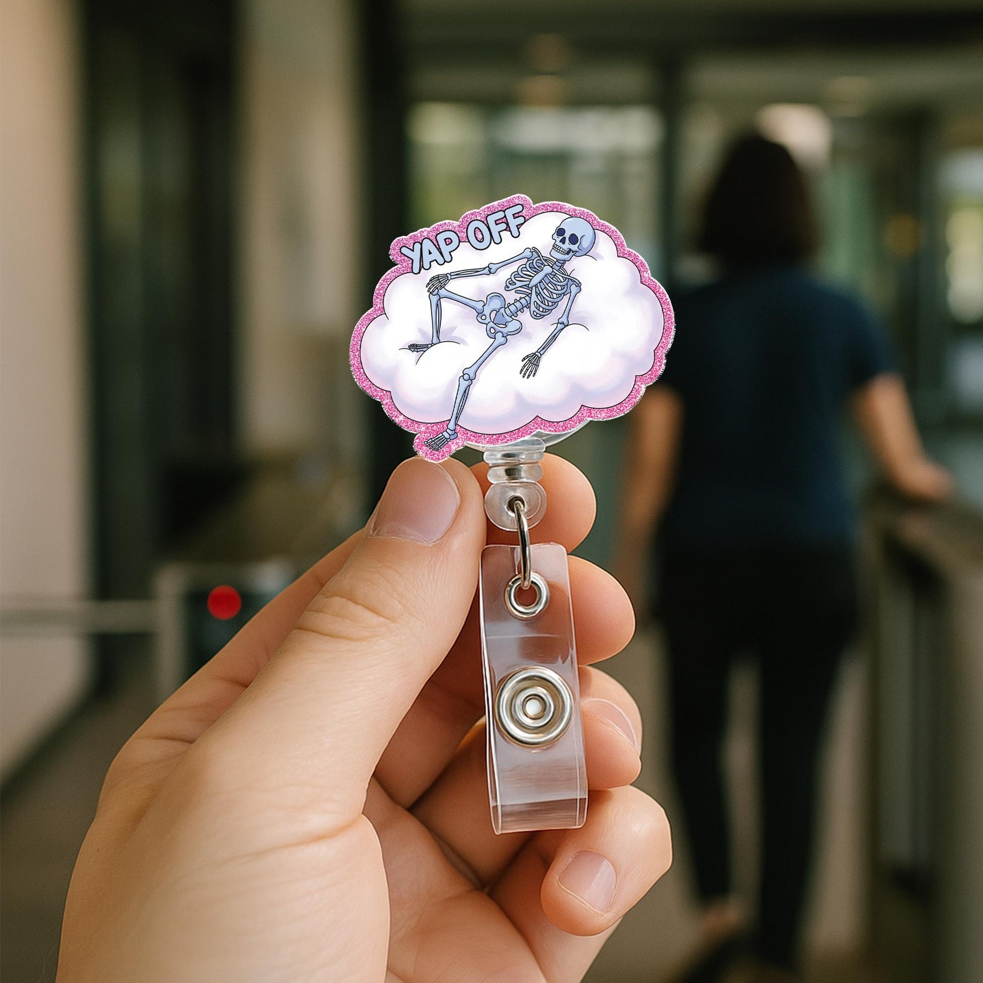 Funny Skeleton Badge Reel, Yap Off Badge Reel ID Holder, Cute Nurse Badge Clip, Sassy Work Accessory, Halloween Badge Reel Gift, Nurse Gift