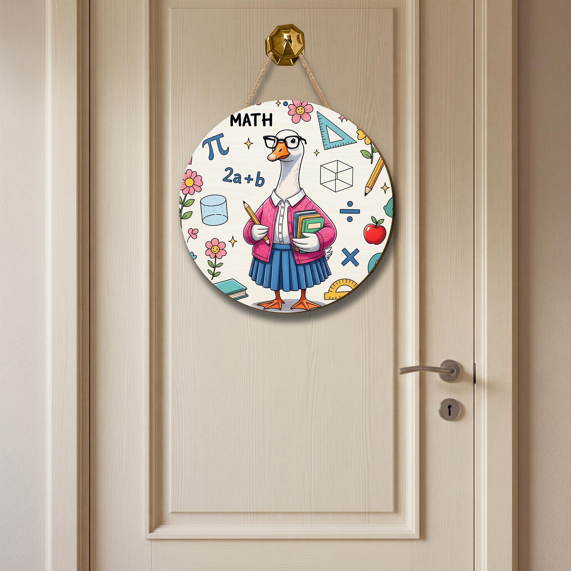 Funny Math Teacher Goose Door Sign, Classroom Decor for Math Lover, Back to School Gift for Teachers, Math Goose Wall Hanging, Classroom Art