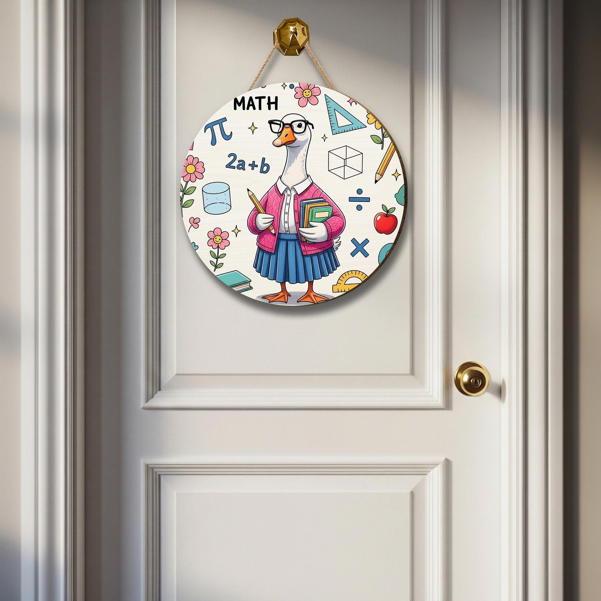 Funny Math Teacher Goose Door Sign, Classroom Decor for Math Lover, Back to School Gift for Teachers, Math Goose Wall Hanging, Classroom Art