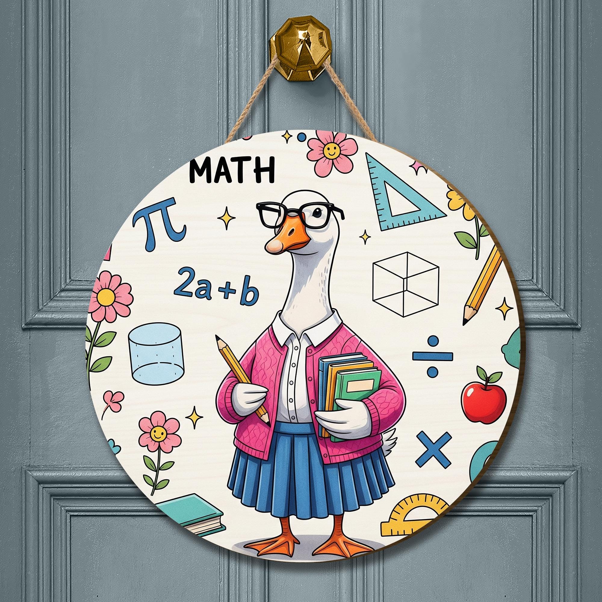 Funny Math Teacher Goose Door Sign, Classroom Decor for Math Lover, Back to School Gift for Teachers, Math Goose Wall Hanging, Classroom Art