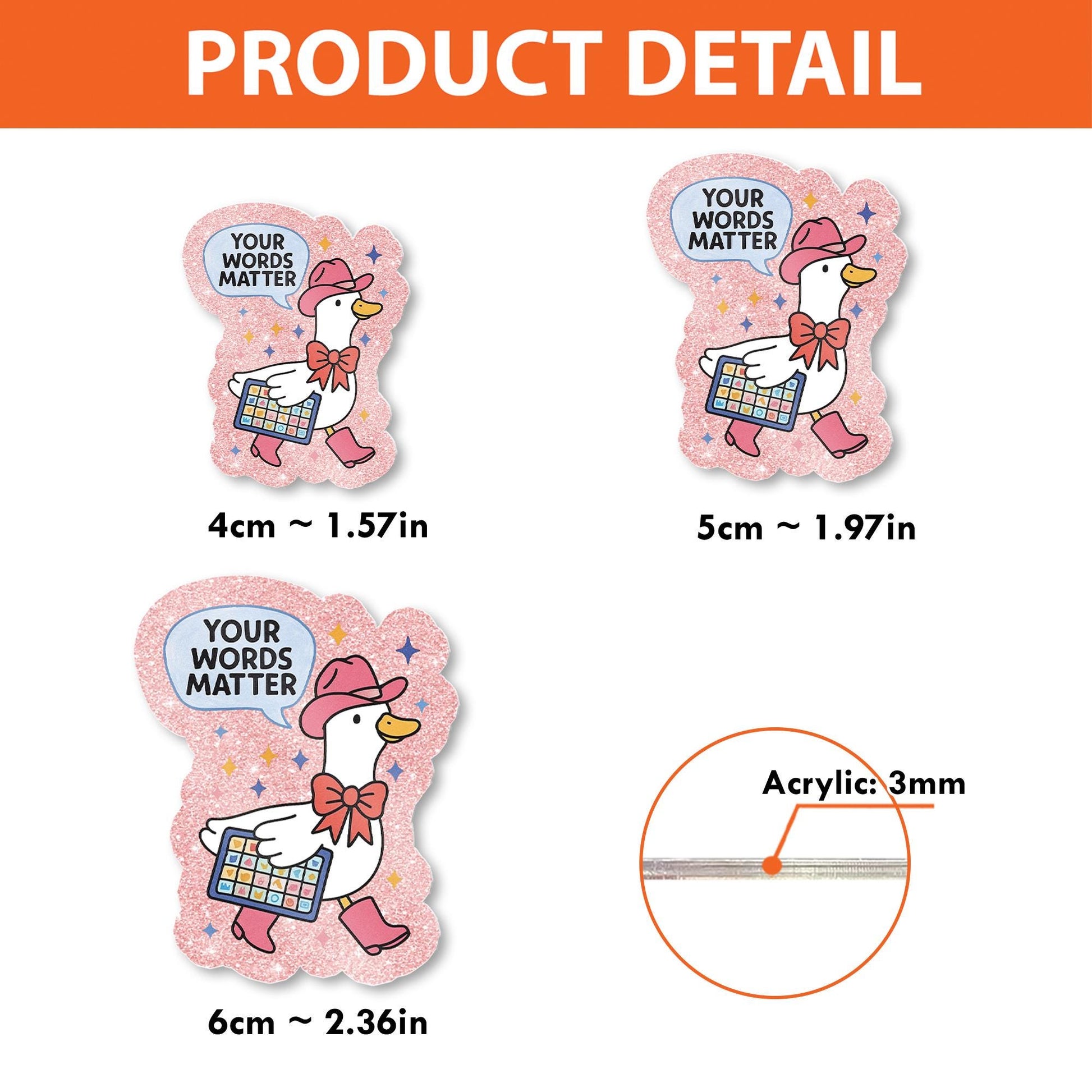 Your Words Matter Goose Badge Reel | Cute AAC Awareness ID Holder | Speech Therapy Gift | Pink Goose Badge Clip, SLP Accessories Badge Clip