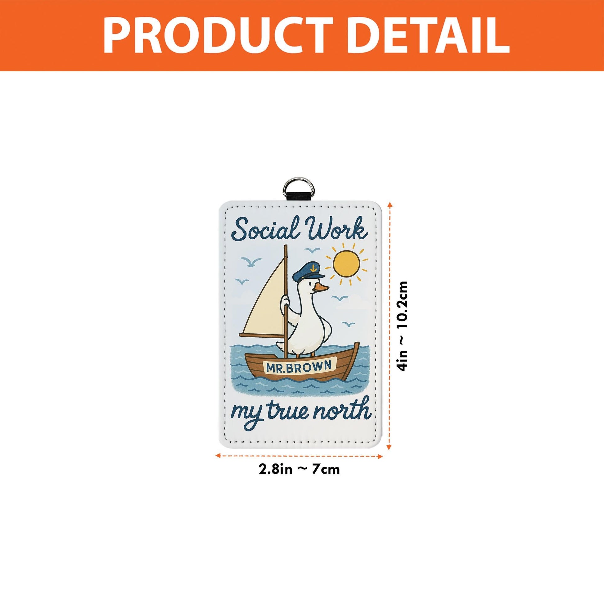 Social Work Badge Holder, Cute Duck ID Card Holder, Personalized Lanyard Tag for Social Worker,Nautical Office Accessory Gift,Cute ID Holder