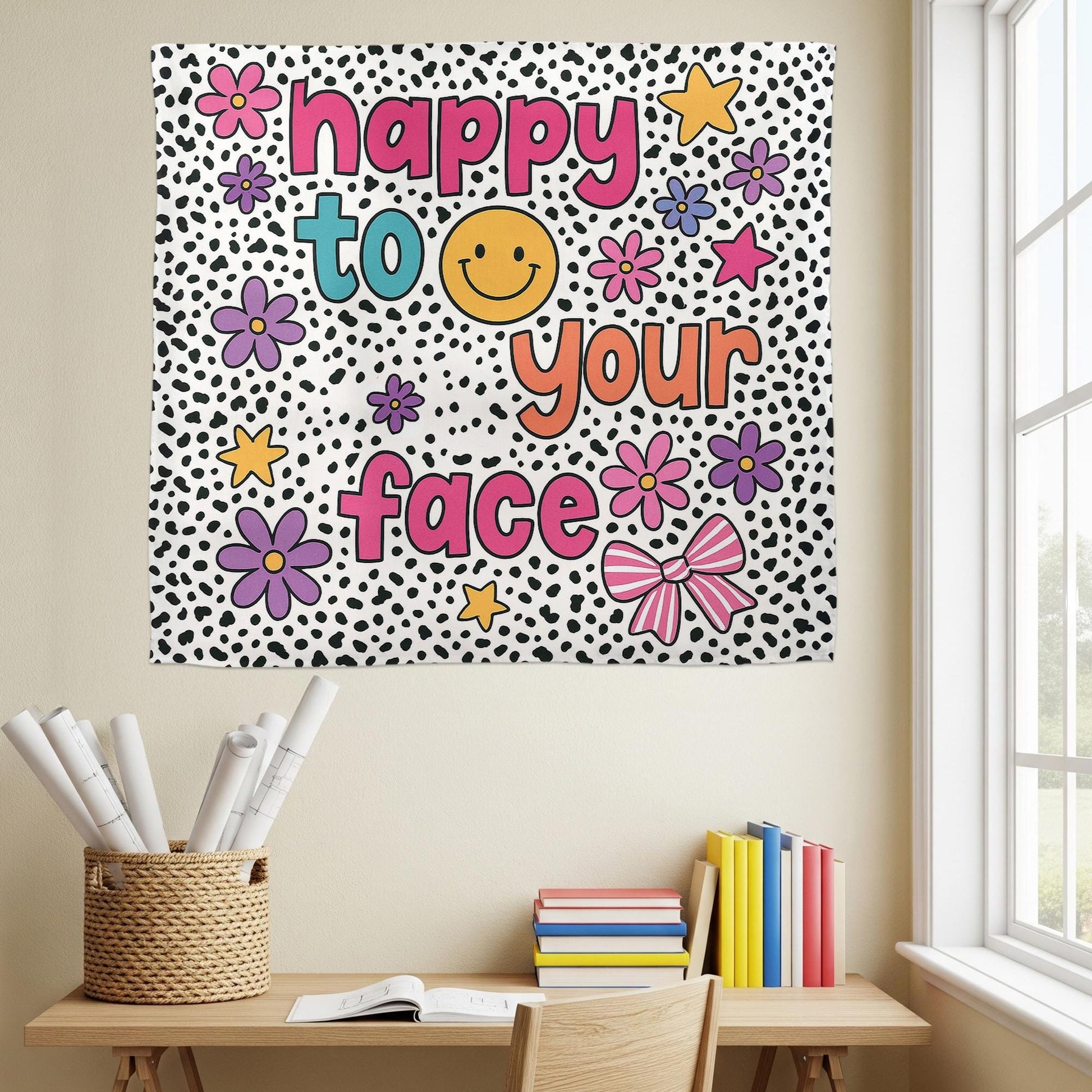 Happy to See Your Face Classroom Banner | Fun Teacher Wall Decor | Bright Retro Classroom Sign | Back to School Room Decoration, Elementary