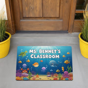 Personalized Under the Sea Classroom Doormat | Ocean Theme Teacher Rug | Custom Name Welcome Mat for Preschool or Elementary, Ocean Mat