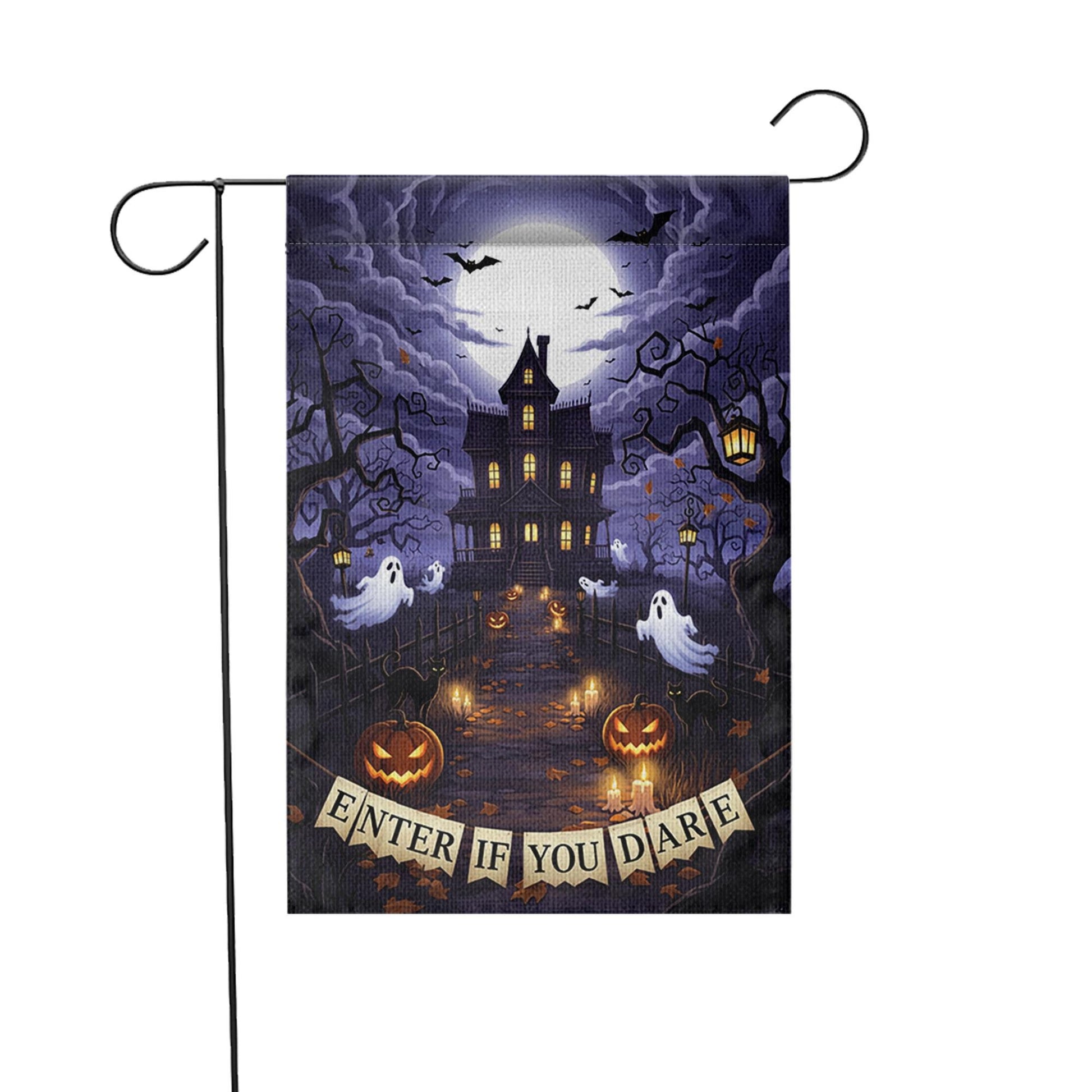 Enter If You Dare Halloween Garden Flag – Haunted House Ghost Pumpkin Spooky Yard Decor