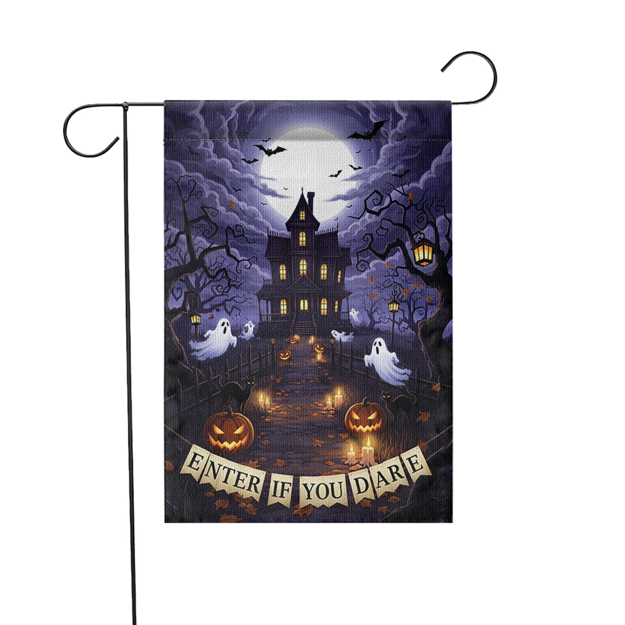 Enter If You Dare Halloween Garden Flag – Haunted House Ghost Pumpkin Spooky Yard Decor