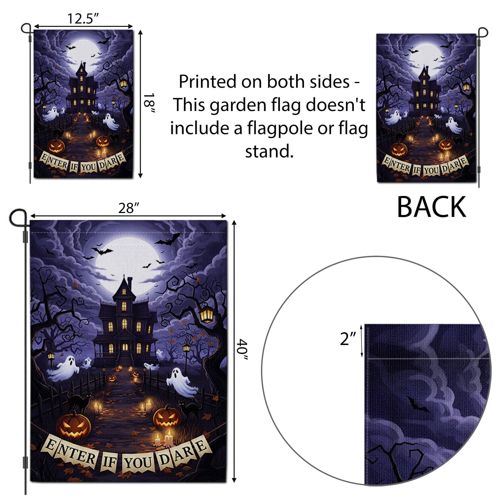 Enter If You Dare Halloween Garden Flag – Haunted House Ghost Pumpkin Spooky Yard Decor