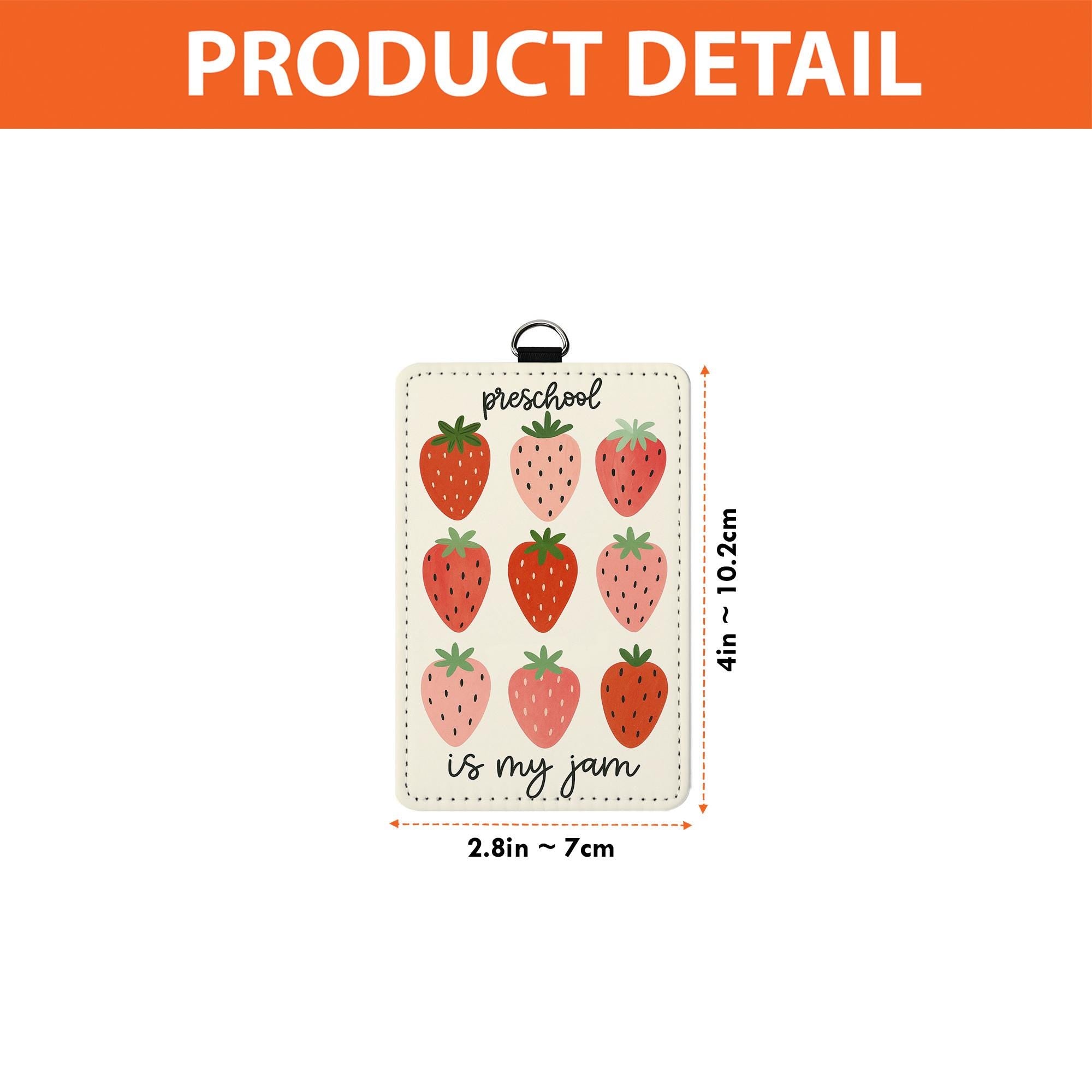 Preschool Is My Jam Strawberry ID Holder | Cute Teacher Badge Reel | Fun Lanyard Tag for Preschool Teachers, Early Educators, Classroom Gift