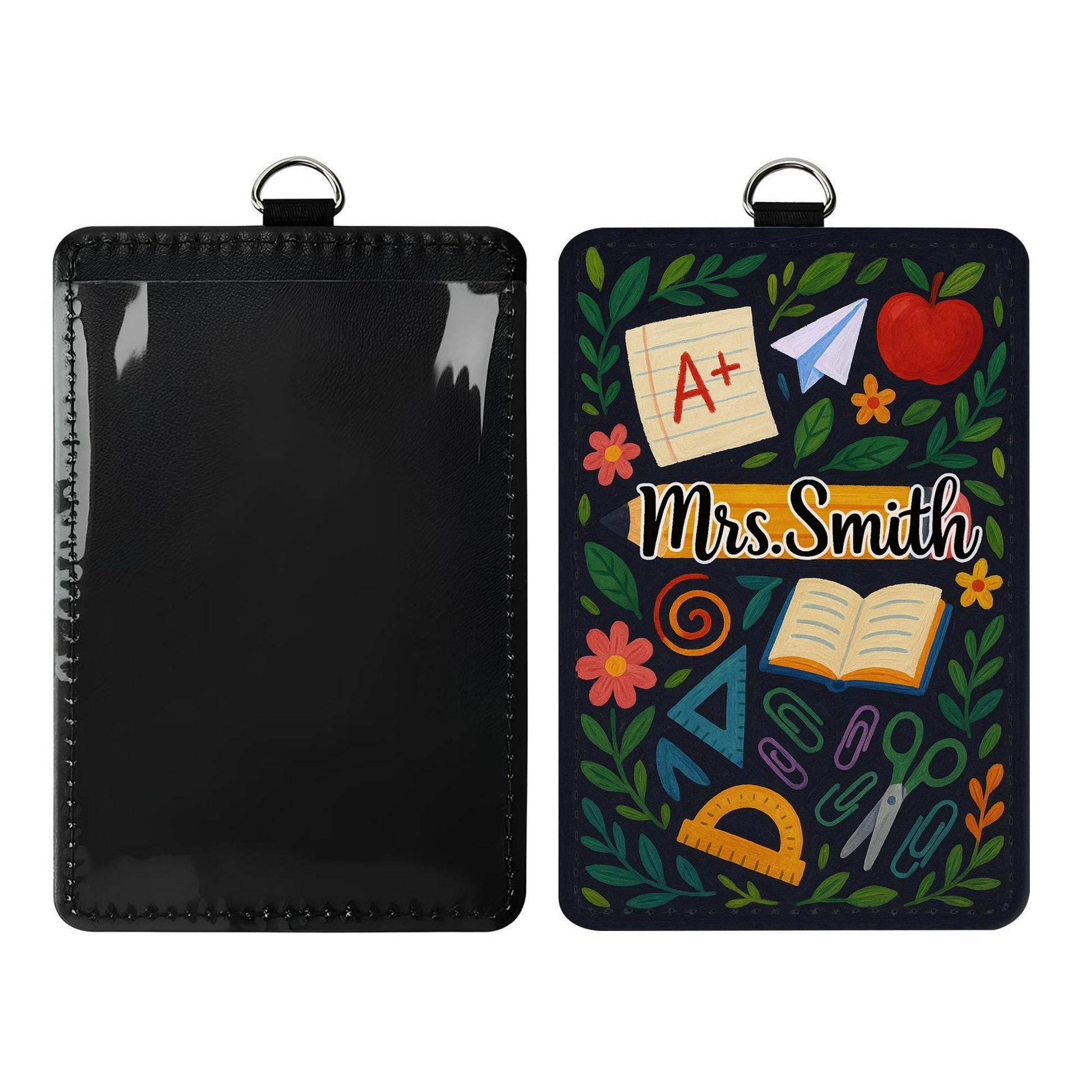 Teacher ID Badge Holder, Personalized Name Tag, Cute Floral School Lanyard, Custom Teacher Gift, Back to School Accessory, Cute Badge Holder