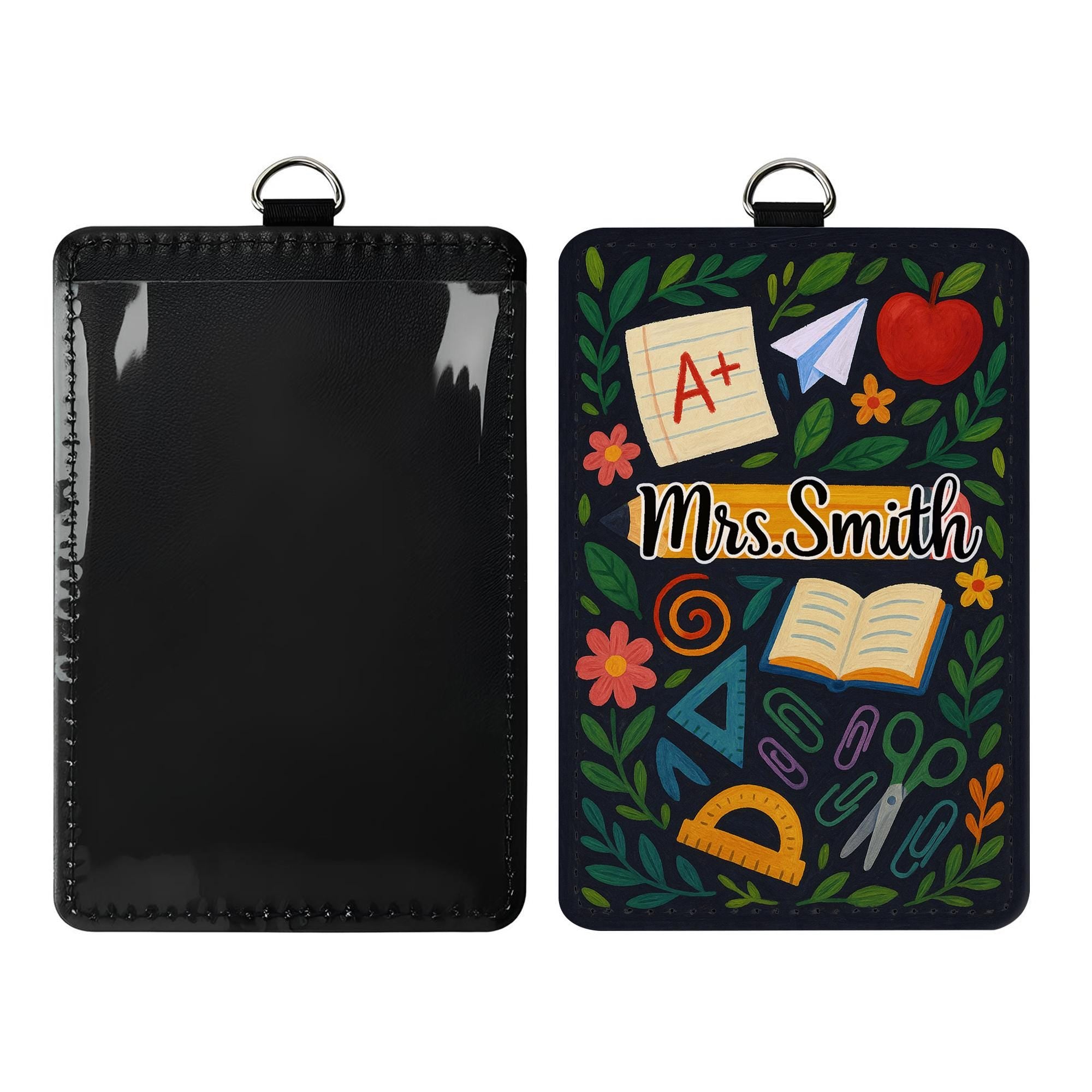 Teacher ID Badge Holder, Personalized Name Tag, Cute Floral School Lanyard, Custom Teacher Gift, Back to School Accessory, Cute Badge Holder
