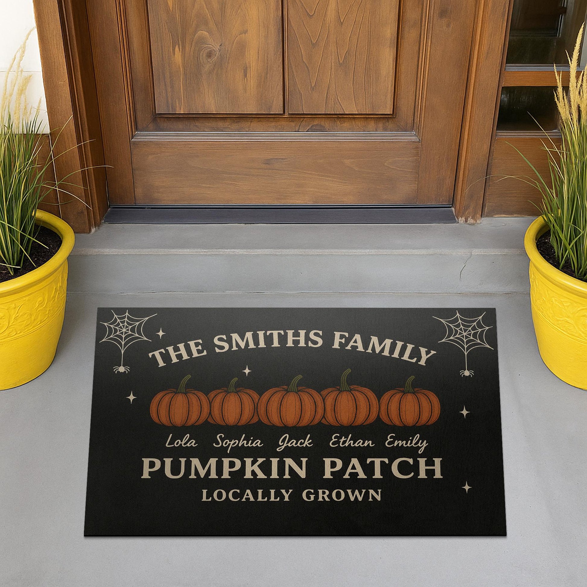 Personalized Family Pumpkin Patch’ Doormat , Custom Fall Welcome Mat with Your Names, Door Decor, Pumpkin Doormat