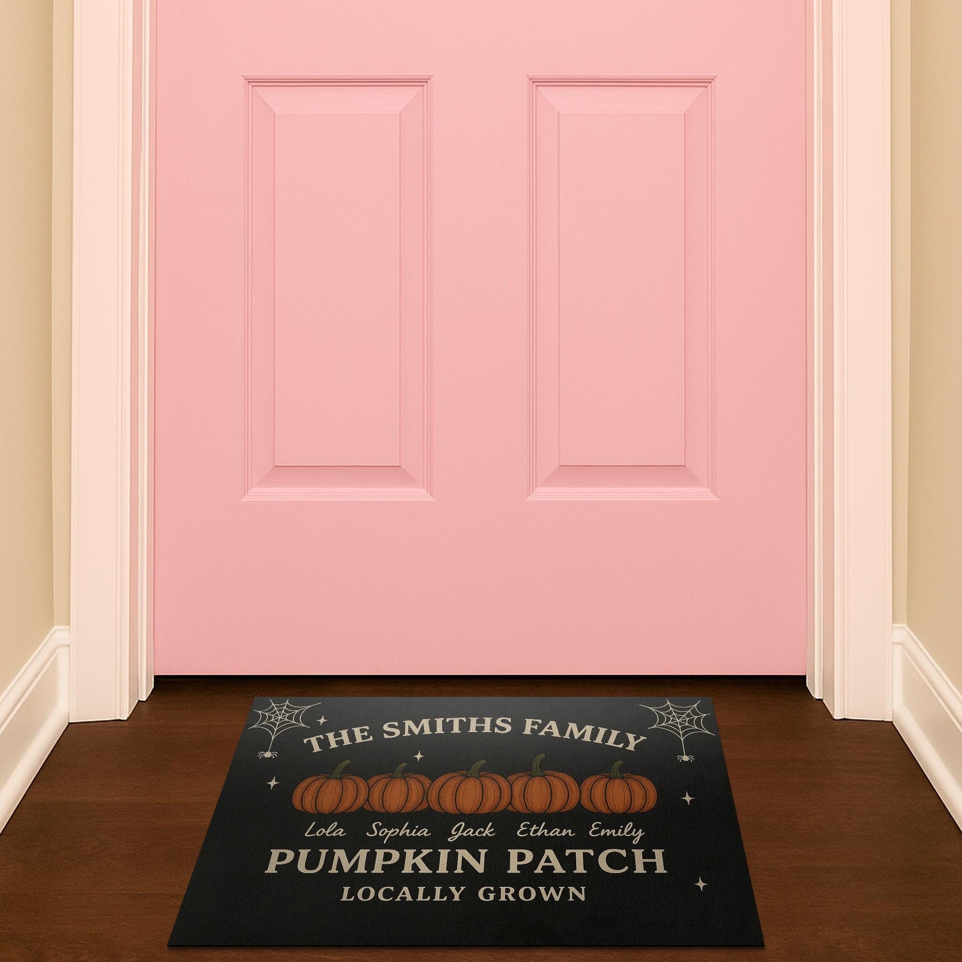 Personalized Family Pumpkin Patch’ Doormat , Custom Fall Welcome Mat with Your Names, Door Decor, Pumpkin Doormat