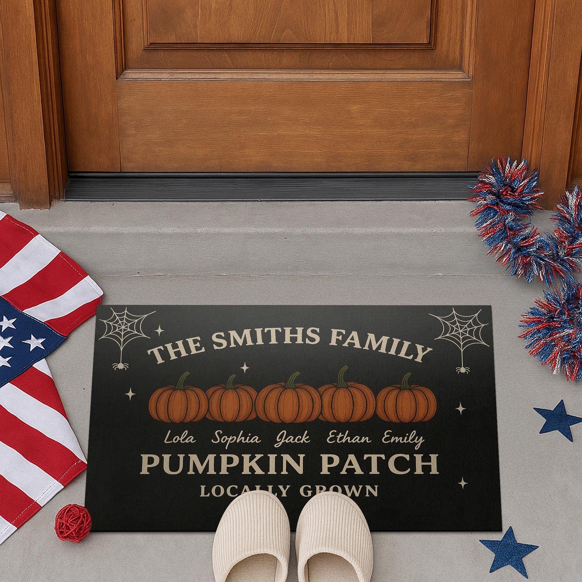 Personalized Family Pumpkin Patch’ Doormat , Custom Fall Welcome Mat with Your Names, Door Decor, Pumpkin Doormat
