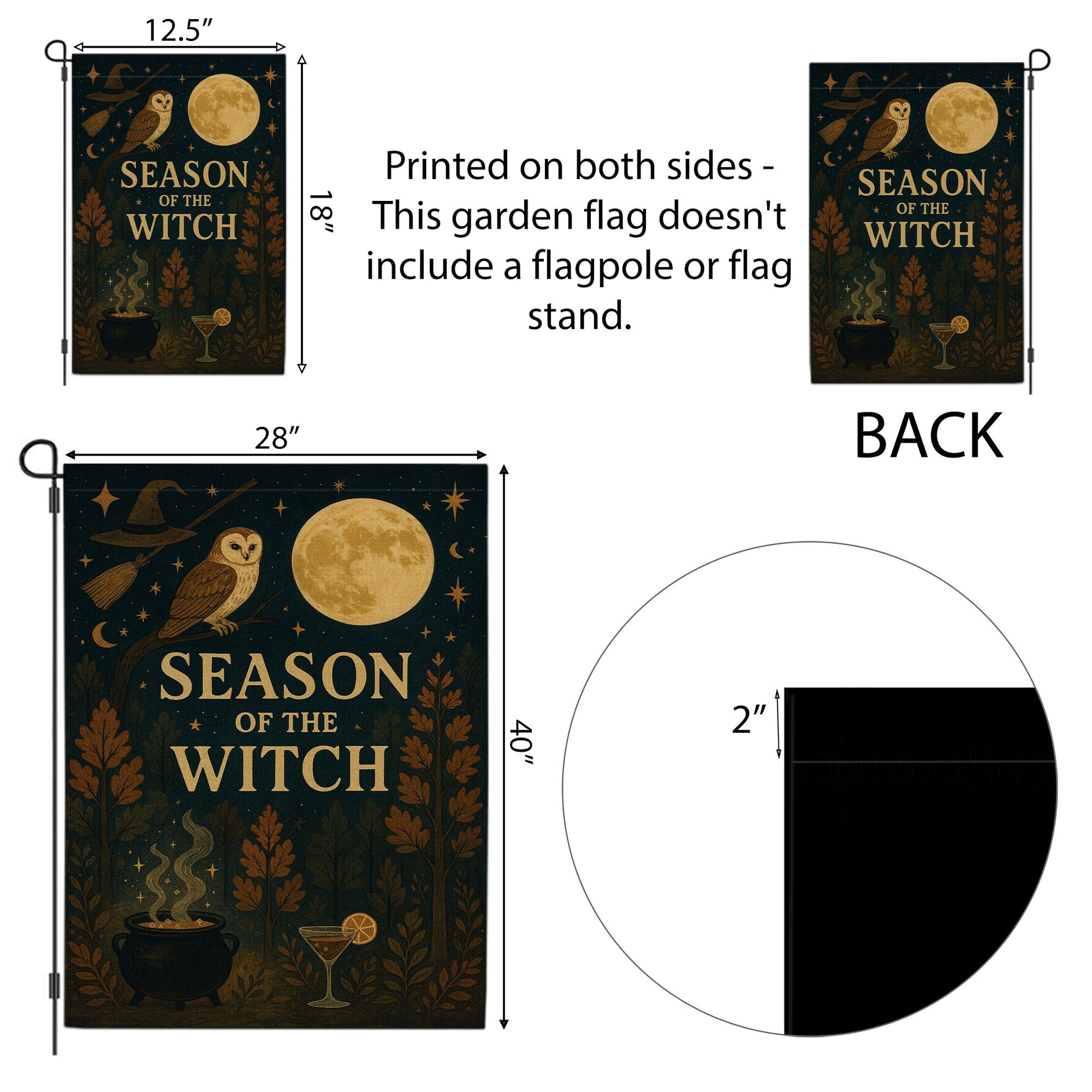 Season of the Witch Garden Flag,  Halloween & Fall Outdoor Yard Banner, Spooky Witch Decor, Halloween Decor, Witch Garden Flag, Outdoor Yard