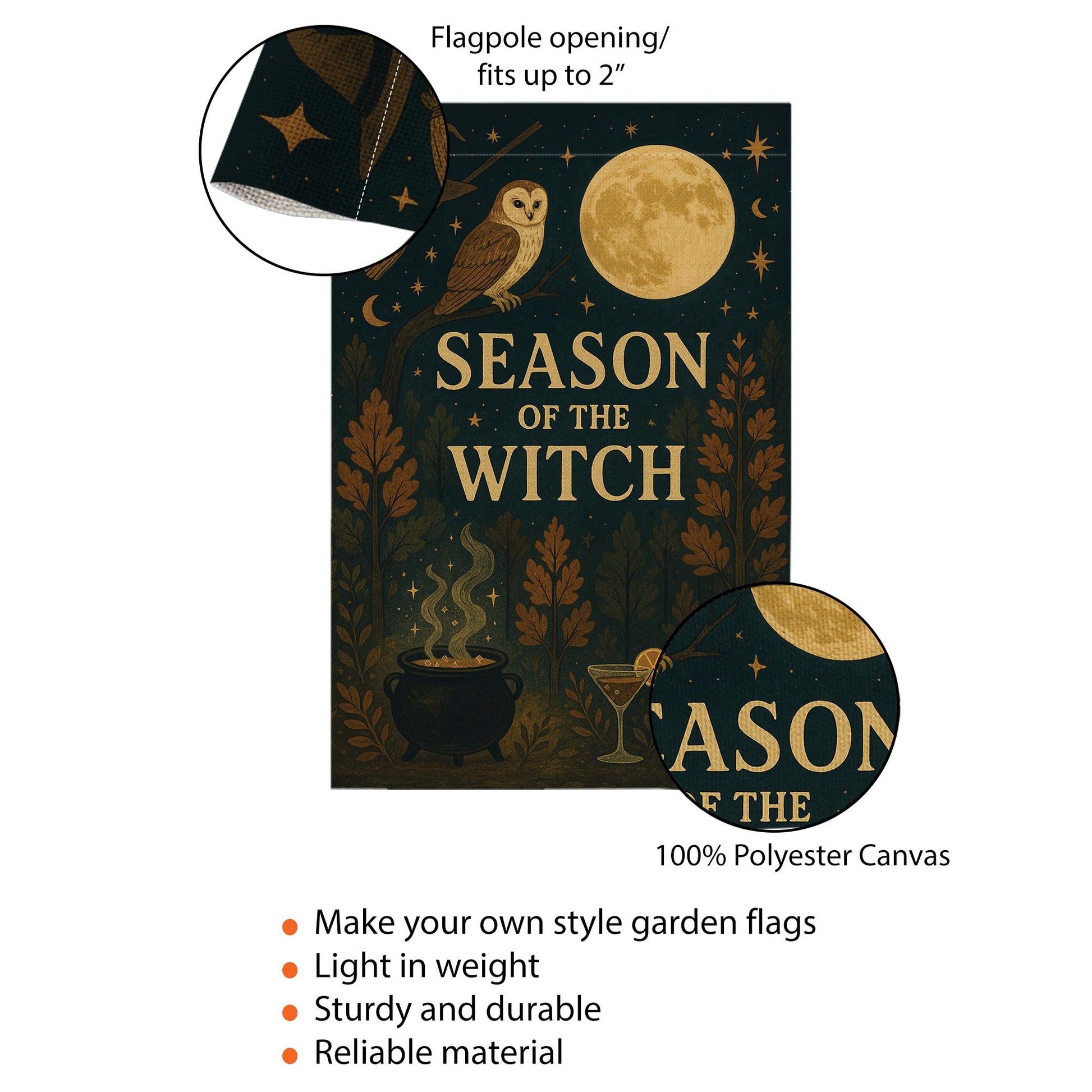 Season of the Witch Garden Flag,  Halloween & Fall Outdoor Yard Banner, Spooky Witch Decor, Halloween Decor, Witch Garden Flag, Outdoor Yard
