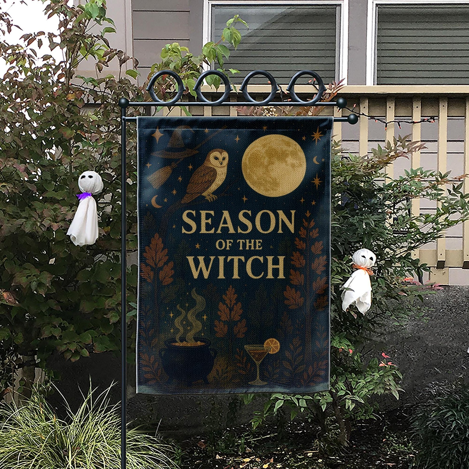 Season of the Witch Garden Flag,  Halloween & Fall Outdoor Yard Banner, Spooky Witch Decor, Halloween Decor, Witch Garden Flag, Outdoor Yard