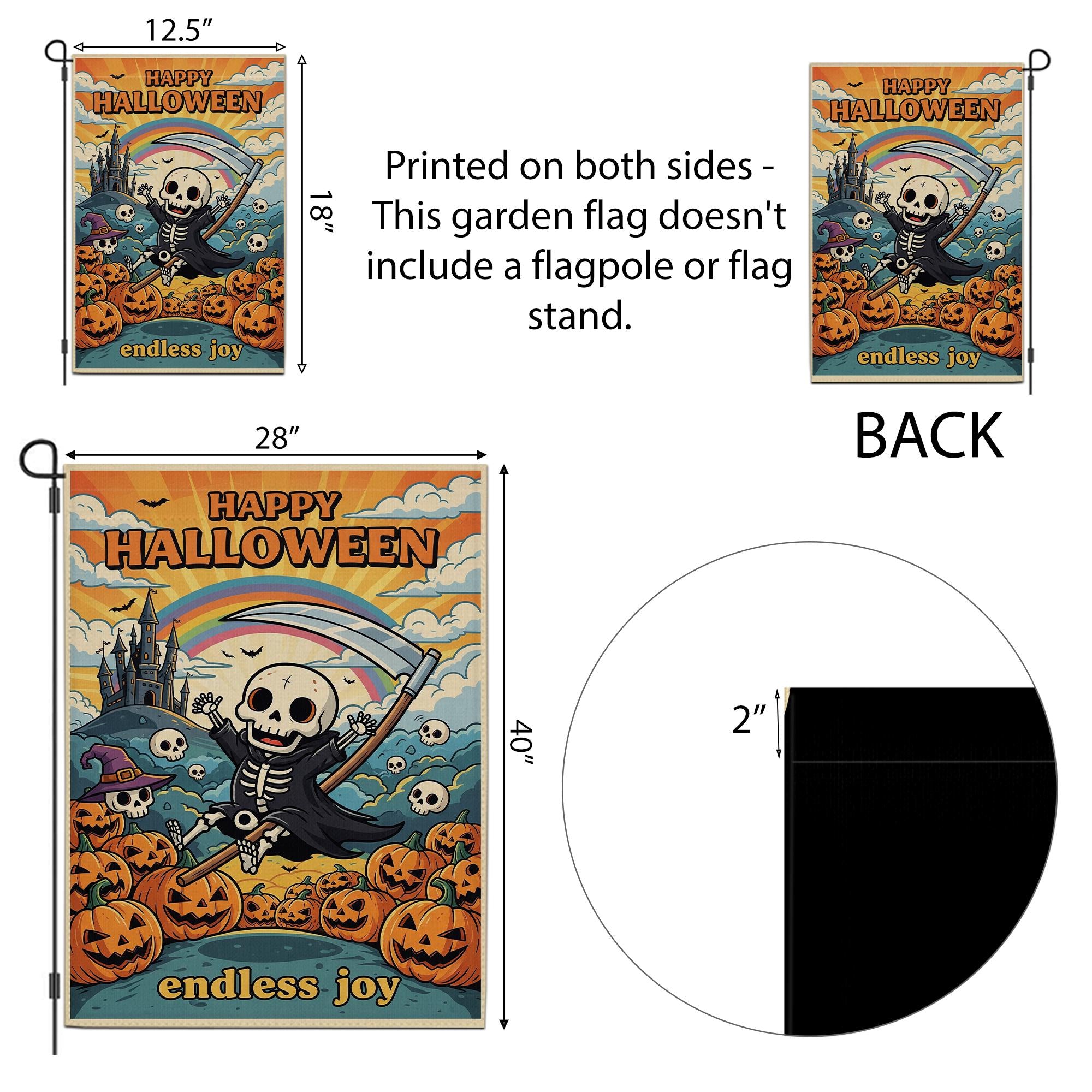Retro Halloween Garden Flag, Groovy Grim Reaper Skeleton Decor, Whimsical Outdoor Yard Flag, Hippie Fall Porch Sign, Funny Halloween
