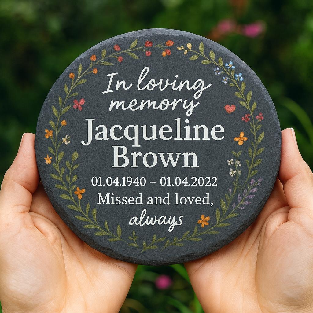 Personalized Memorial Garden Stone – Custom In Loving Memory Plaque with Name & Dates – Outdoor Remembrance Gift for Loss of Loved One