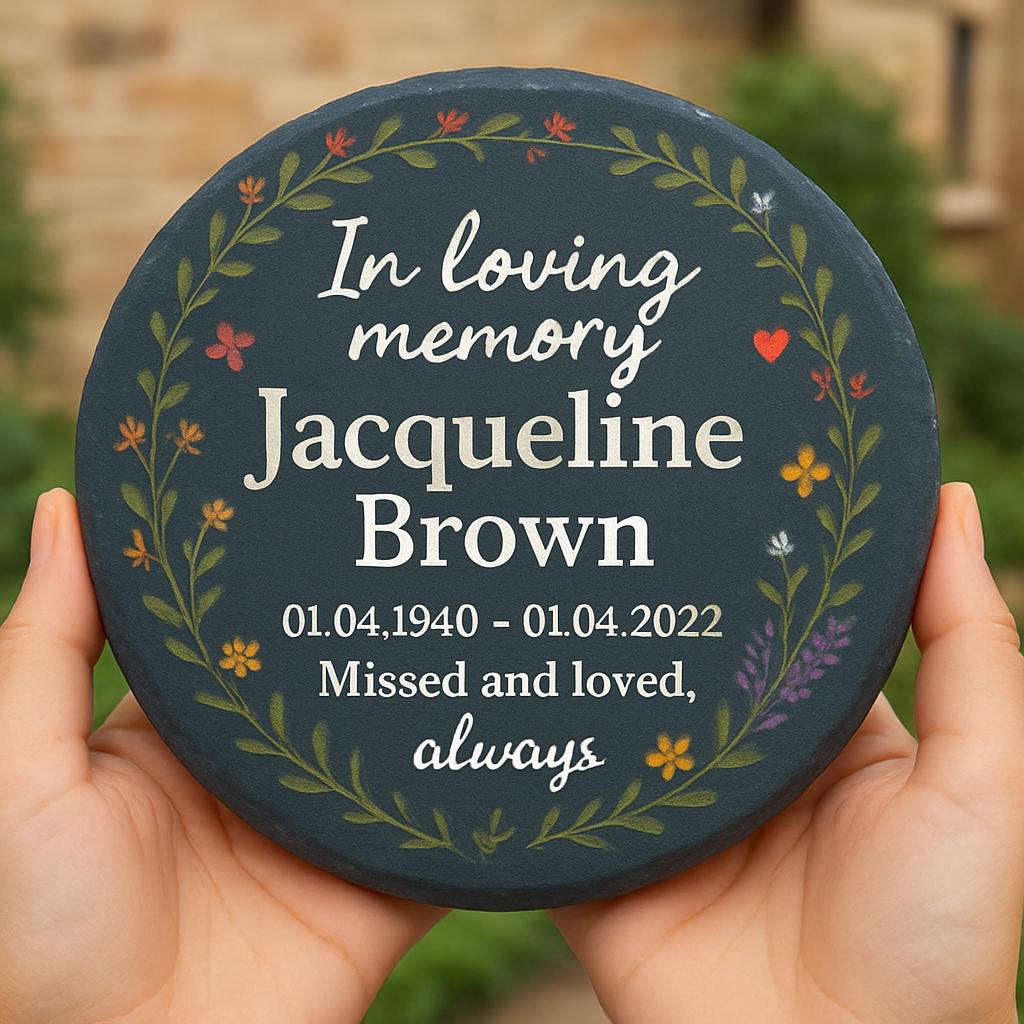 Personalized Memorial Garden Stone – Custom In Loving Memory Plaque with Name & Dates – Outdoor Remembrance Gift for Loss of Loved One