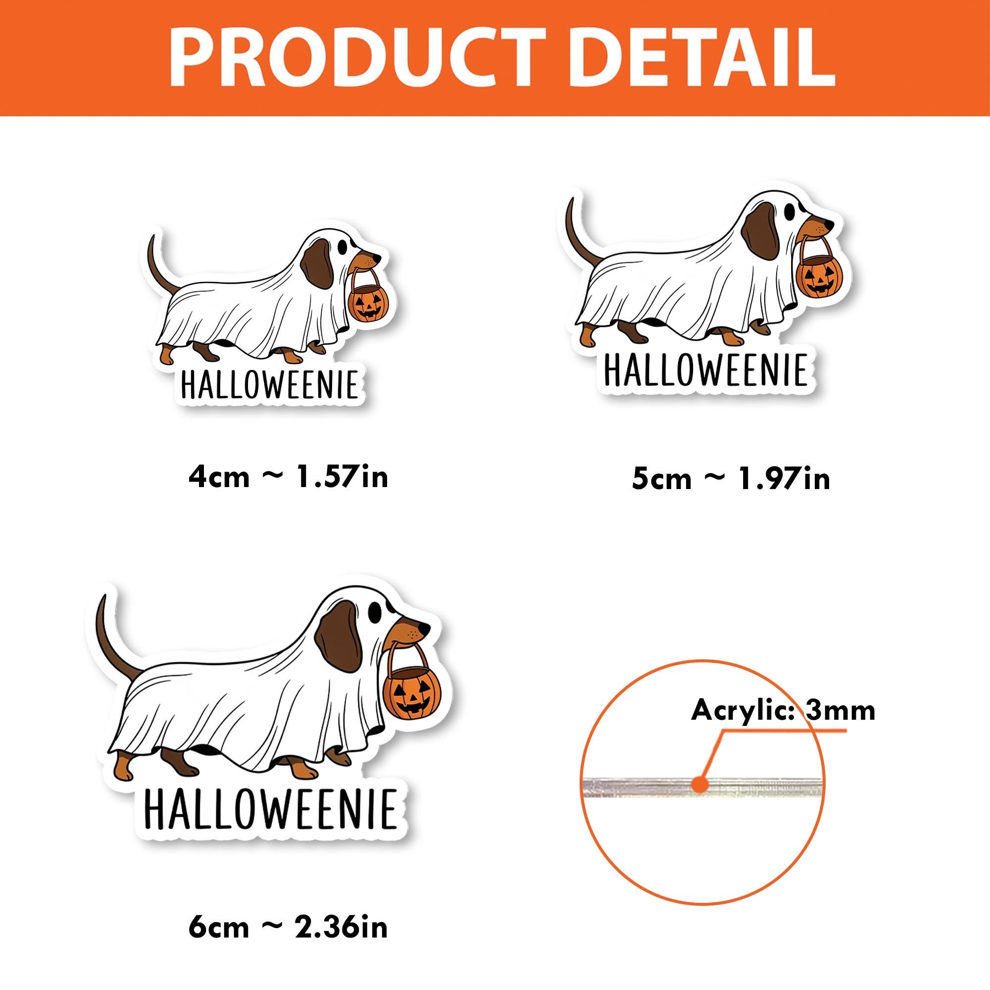 Halloweenie Dachshund Badge Reel – Ghost Dog Retractable ID Holder, Funny Wiener Dog Halloween Name Tag for Nurse or Teacher