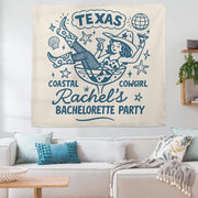 Bachelorette Party Banner Coastal Cowgirl Decor Personalized Western Bride Tapestry for Bride Last Rodeo Bash, Cowgirl bride to be decor