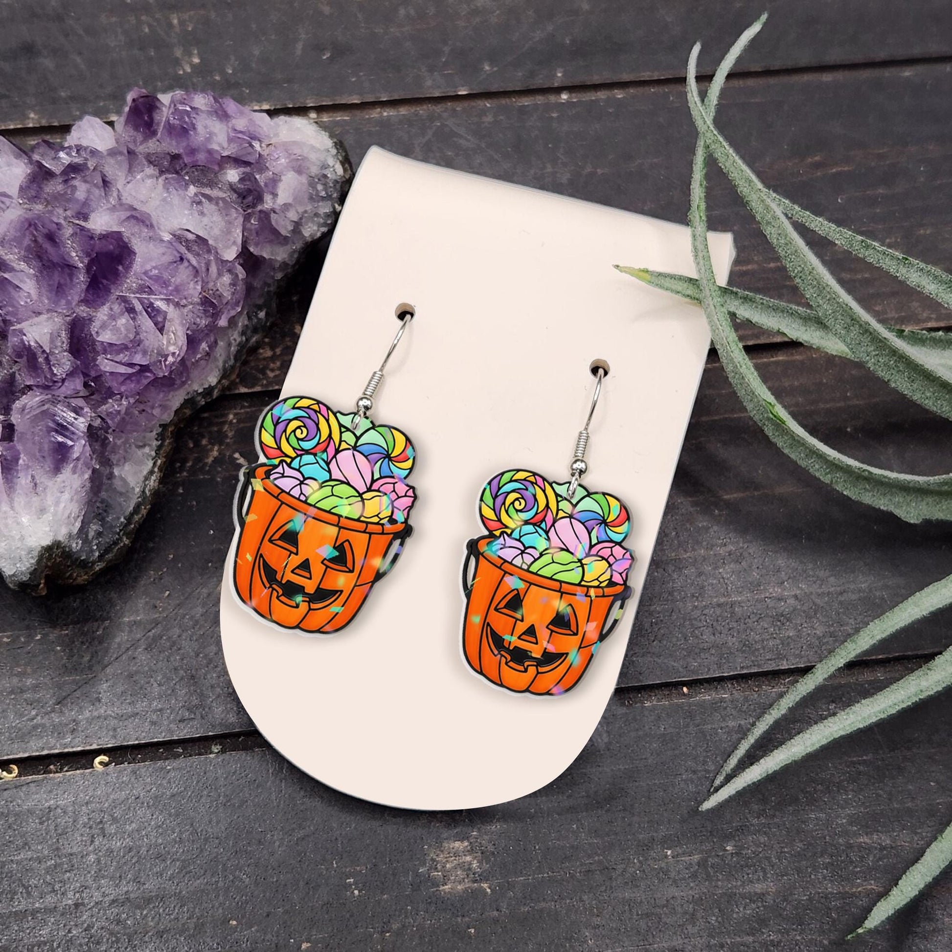 Halloween Candy Bucket Earrings, Cute Jack-O’-Lantern Dangle Earrings, Spooky Fall Jewelry, Trick or Treat Accessory Gift