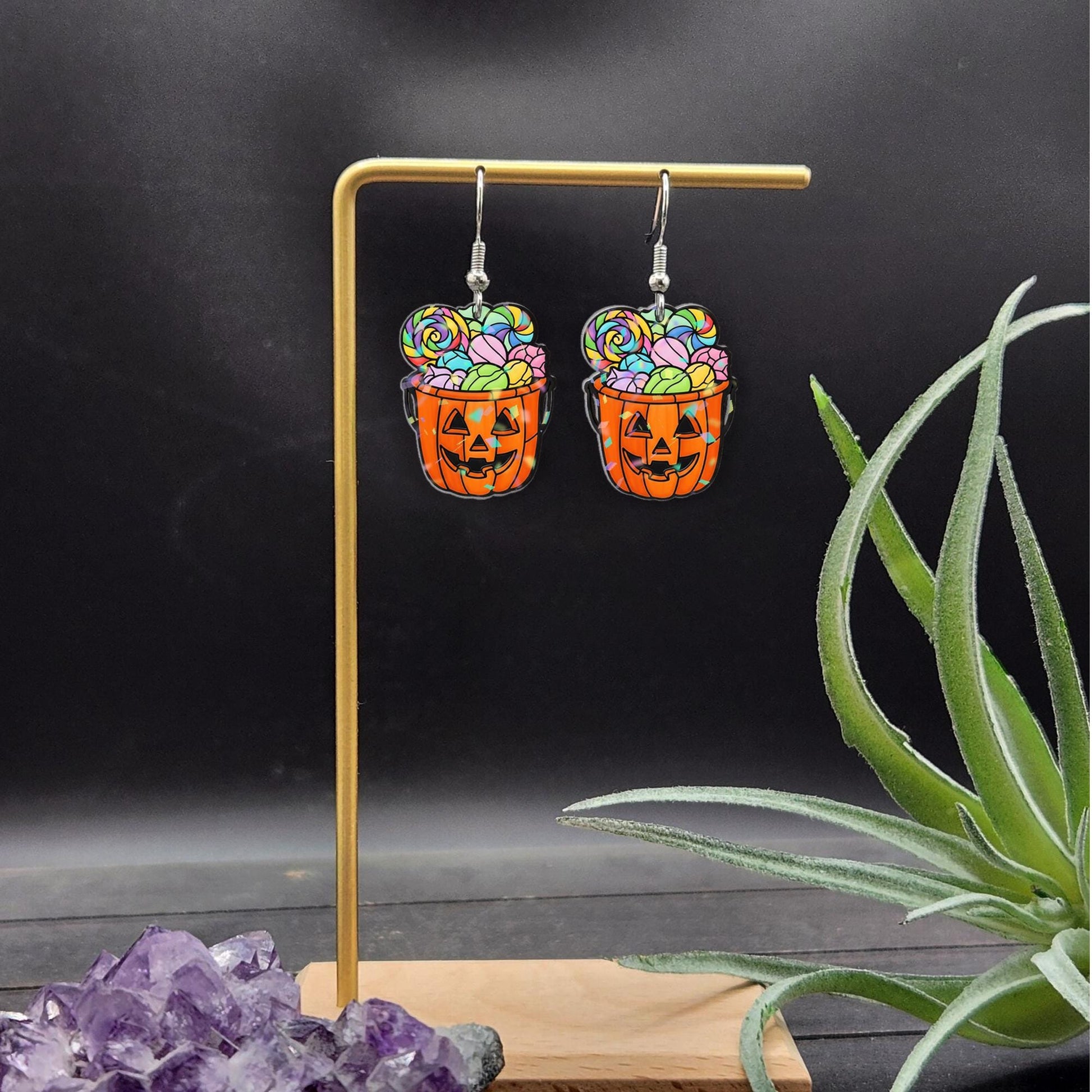 Halloween Candy Bucket Earrings, Cute Jack-O’-Lantern Dangle Earrings, Spooky Fall Jewelry, Trick or Treat Accessory Gift