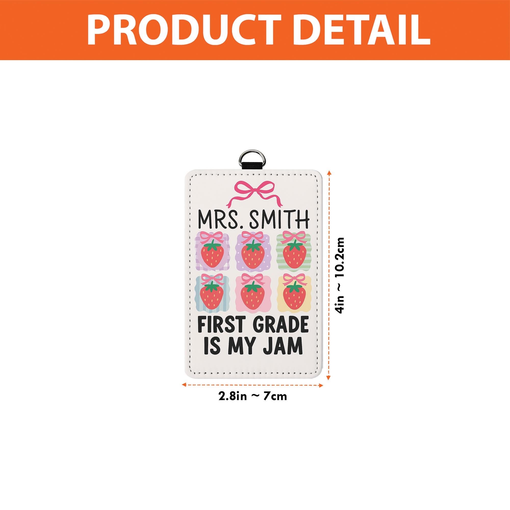 First Grade Teacher Badge Holder, Cute Strawberry ID Tag, Custom Lanyard Card, Back To School Teacher Gift, Classroom Accessory
