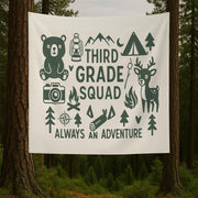 Custom Grade Adventure Tapestry – Classroom Squad Wall Decor – Camping Theme Back to School Banner for Teachers & Students