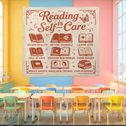 Reading Is Self Care Tapestry, Book Lover Wall Decor, Classroom Library Poster, Literary Quote Banner, Teacher Reading Gift