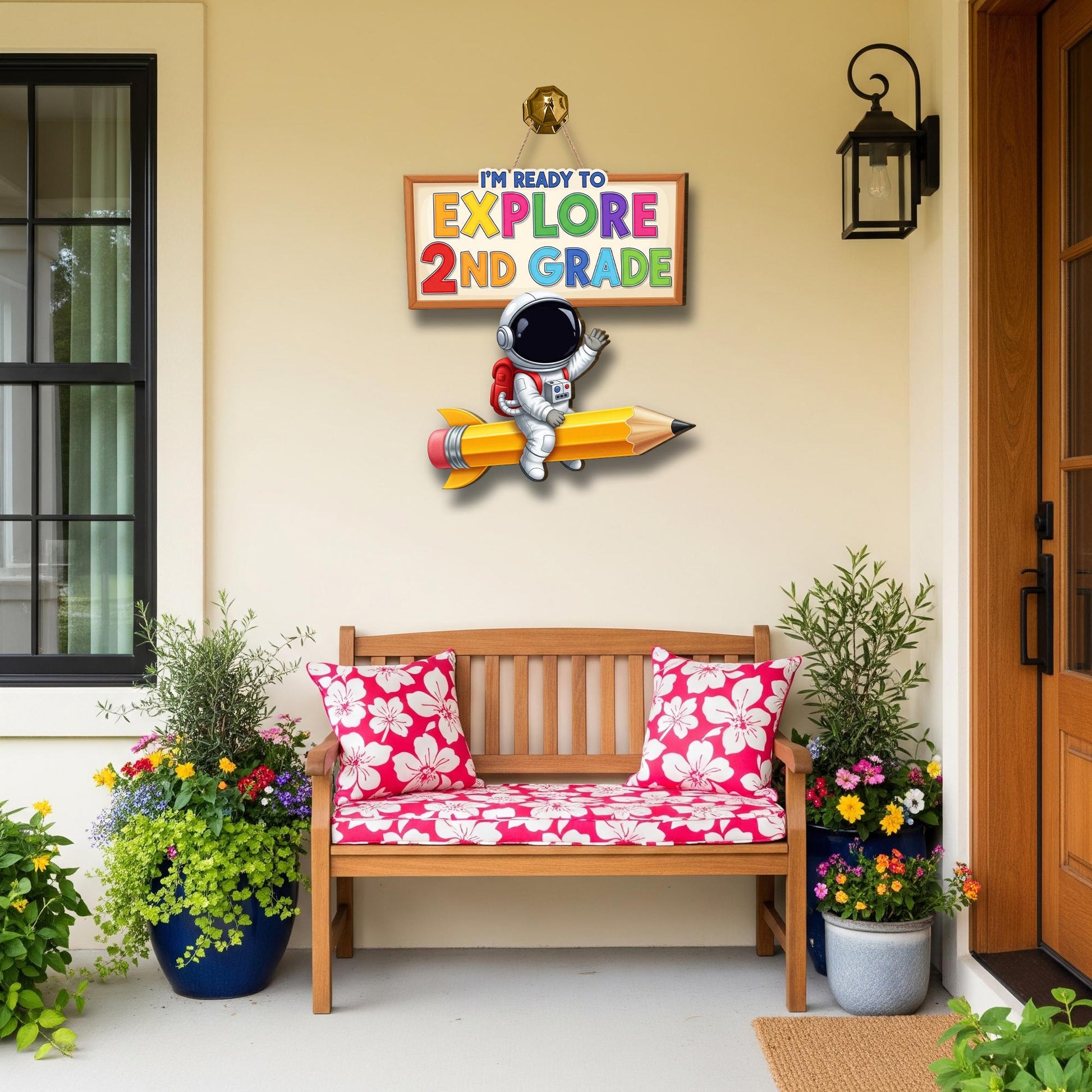 Ready to Explore Grade Door Sign, Astronaut Classroom Decor, Back to School Teacher Welcome Sign, Rocket Pencil Wall Hanger, Teacher Gift