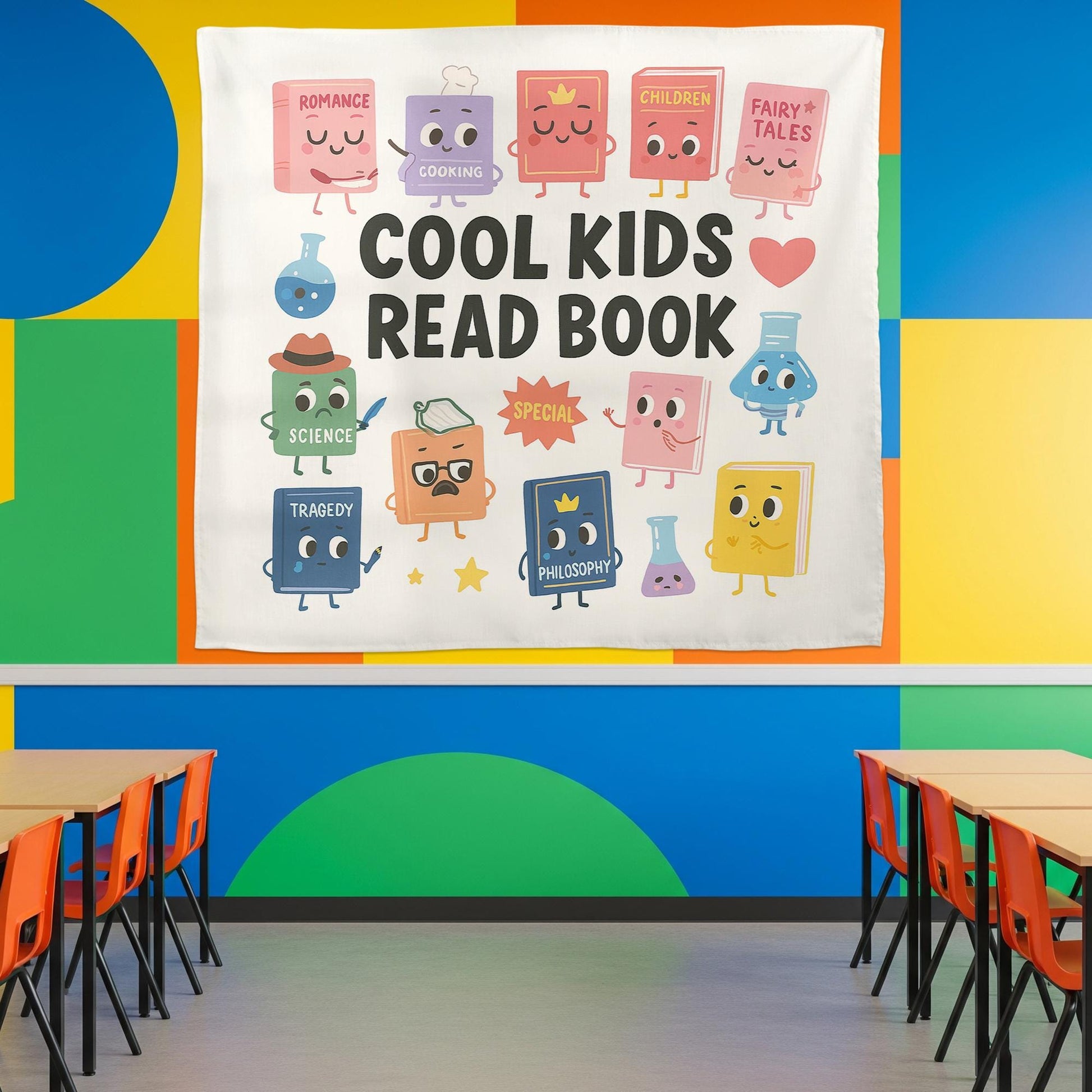 Cool Kids Read Books Tapestry, Back to School Classroom Decor, School Librarian Tapestry, Teacher Appreciation Gift, Book Lover Club