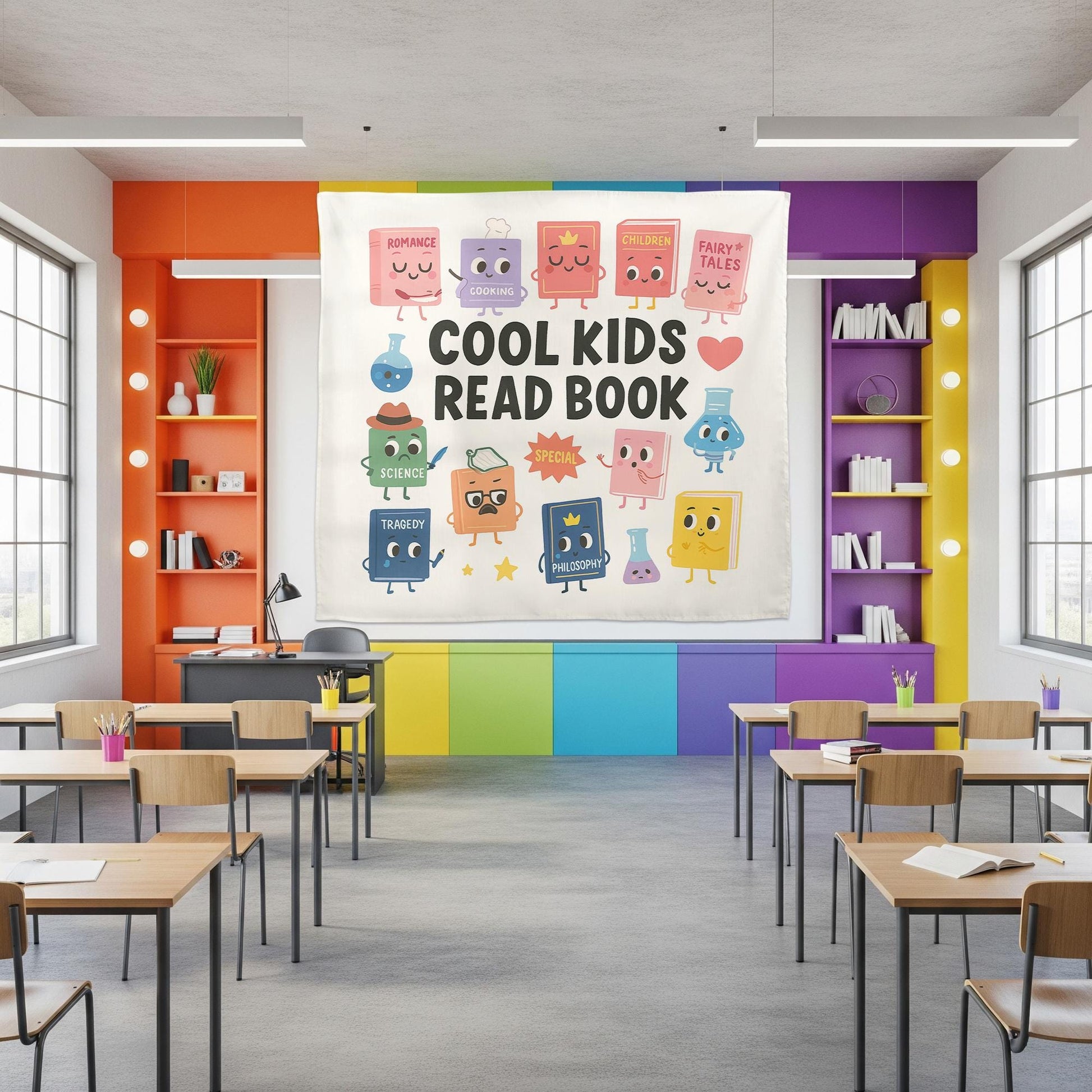 Cool Kids Read Books Tapestry, Back to School Classroom Decor, School Librarian Tapestry, Teacher Appreciation Gift, Book Lover Club