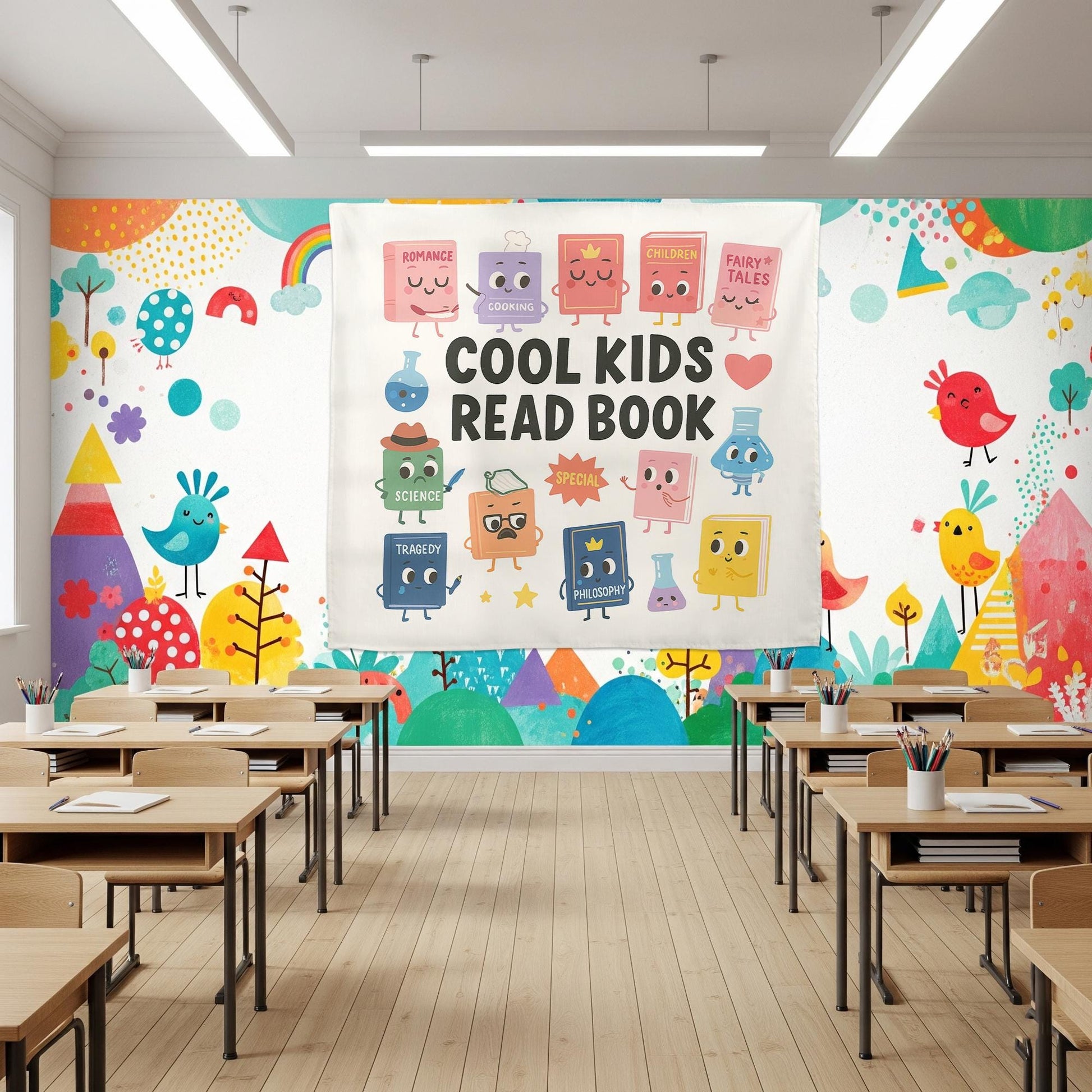 Cool Kids Read Books Tapestry, Back to School Classroom Decor, School Librarian Tapestry, Teacher Appreciation Gift, Book Lover Club