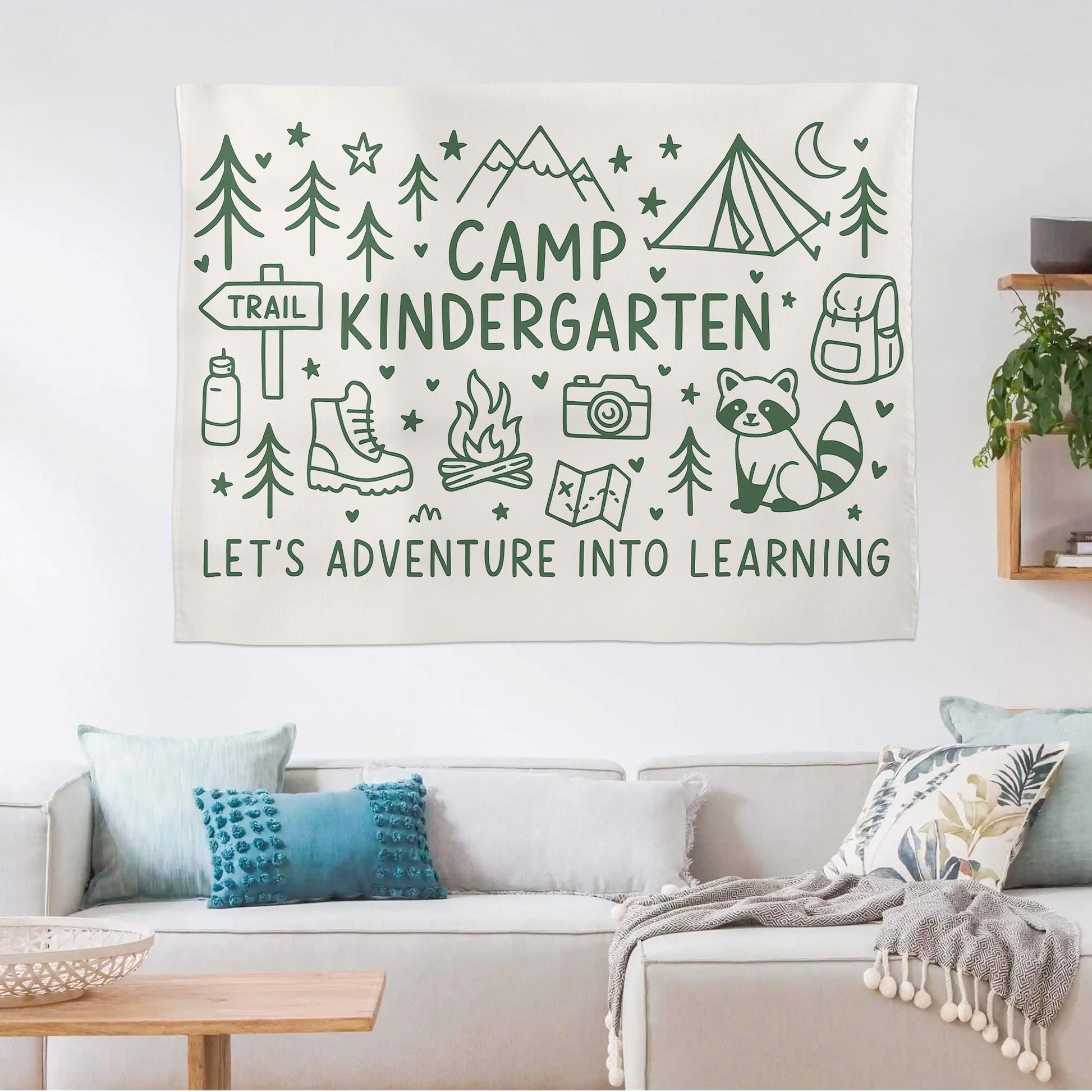 Adventure Classroom Camp Banner – Personalized Grade Tapestry for Back to School – Custom Learning Wall Decor for Teachers