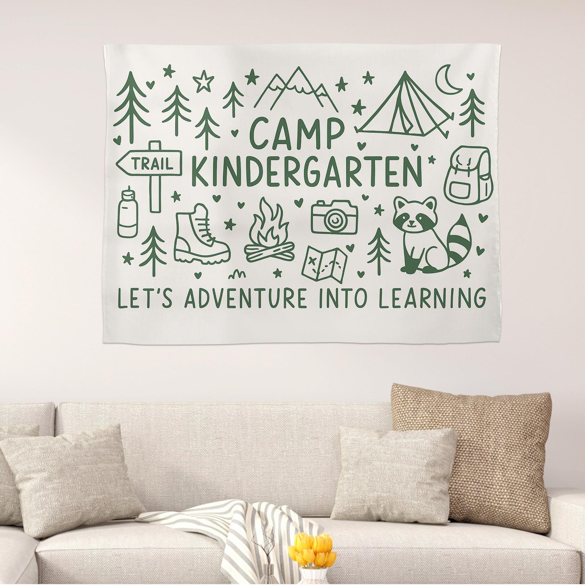 Adventure Classroom Camp Banner – Personalized Grade Tapestry for Back to School – Custom Learning Wall Decor for Teachers