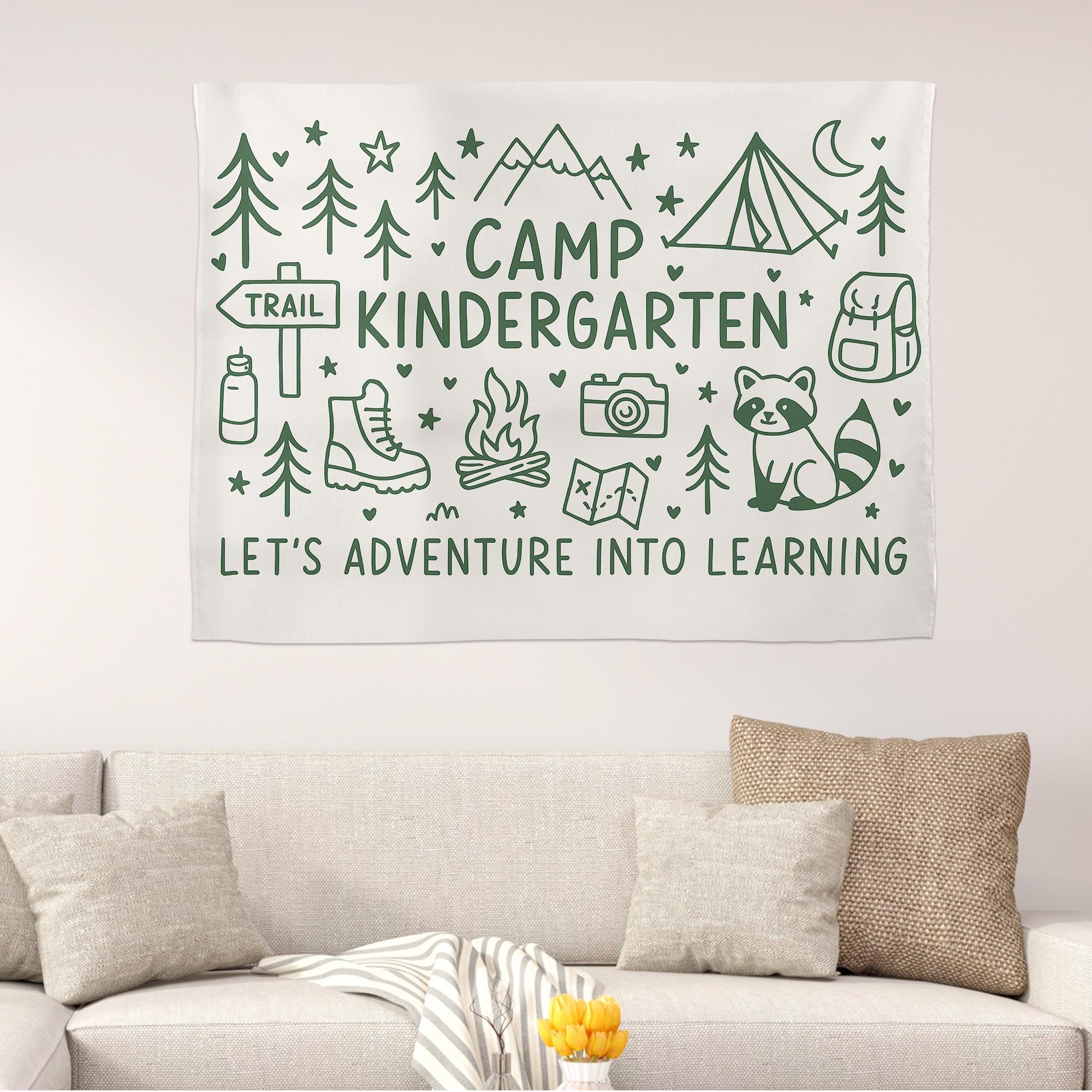 Adventure Classroom Camp Banner – Personalized Grade Tapestry for Back to School – Custom Learning Wall Decor for Teachers