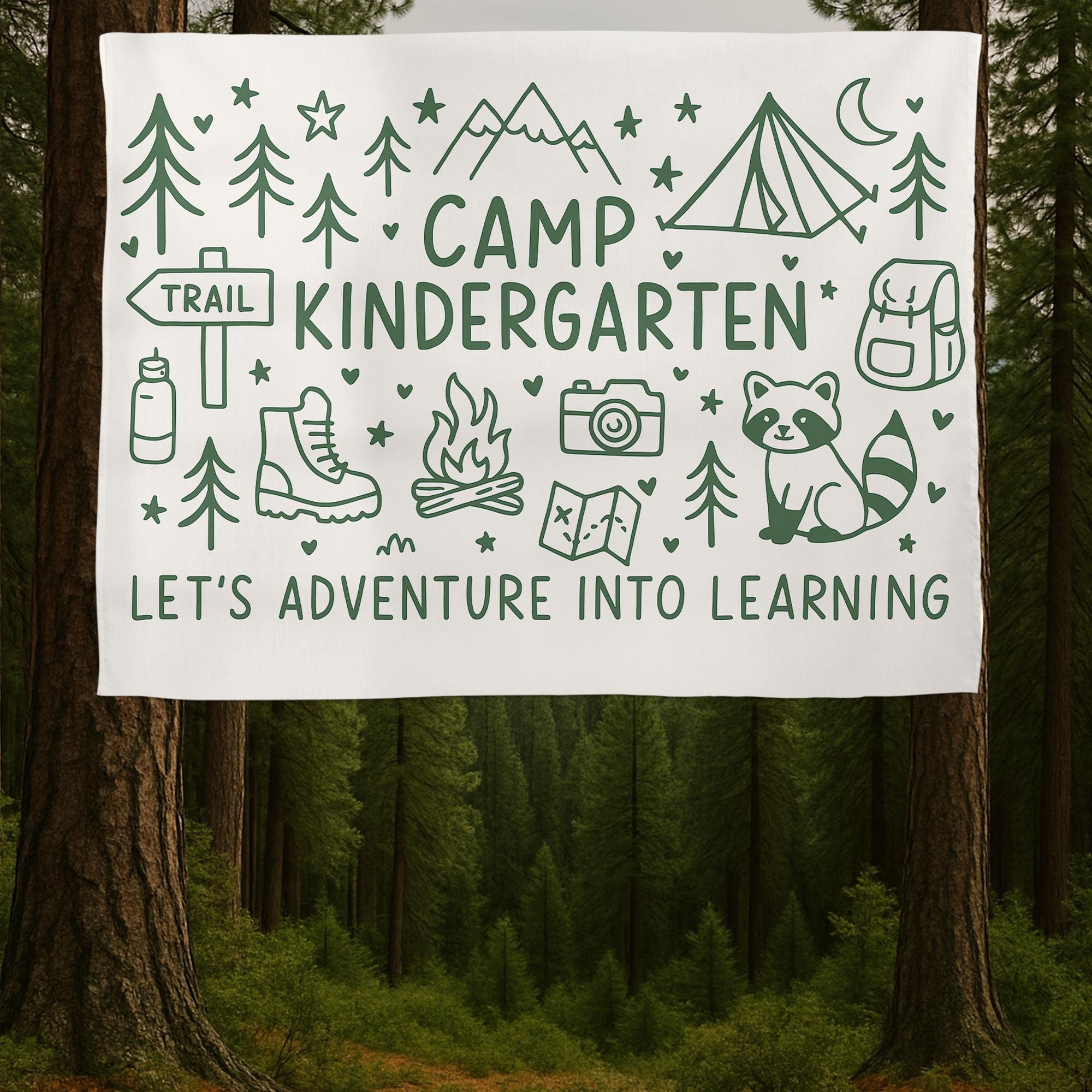 Adventure Classroom Camp Banner – Personalized Grade Tapestry for Back to School – Custom Learning Wall Decor for Teachers