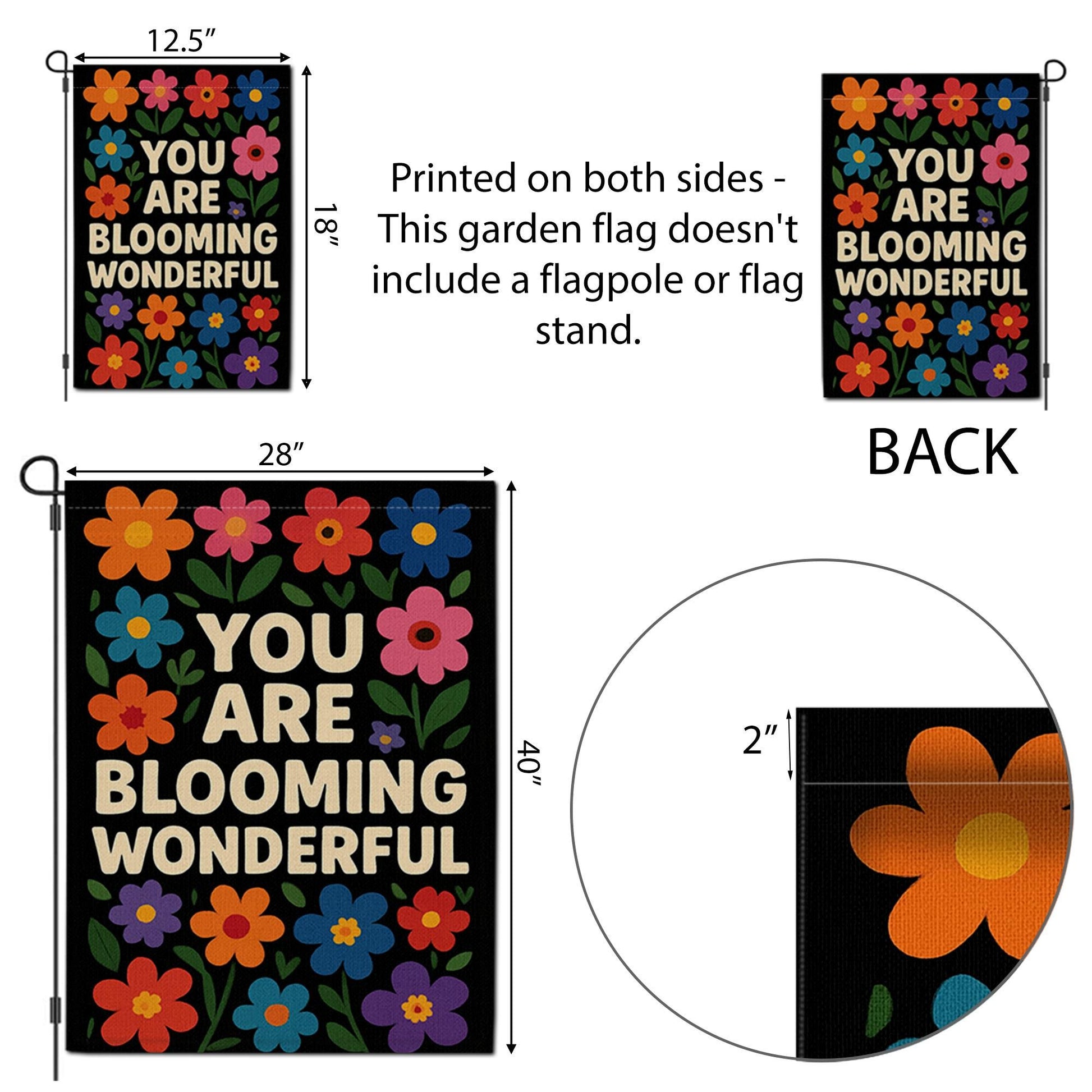 You Are Blooming Wonderful Garden Flag, Inspirational Floral Yard Sign, Colorful Outdoor Decor, Positive Message Porch Banner