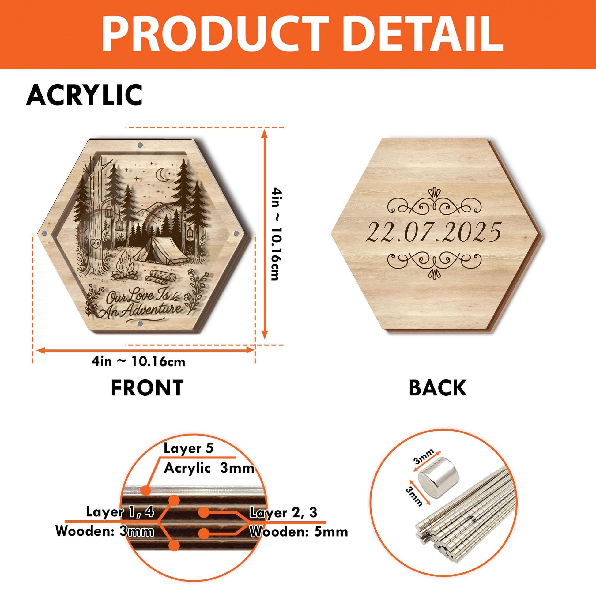 Camping Wedding Ring Box Magnetic | Custom Engraved Ring Holder | Adventure Wedding Keepsake | Boho Forest Ring Bearer Box | Rustic Displays