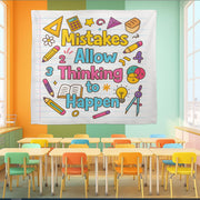 Mistakes Allow Thinking to Happen Classroom Tapestry – Inspirational Teacher Wall Decor, Colorful Educational Poster for Kids Room, Math Art