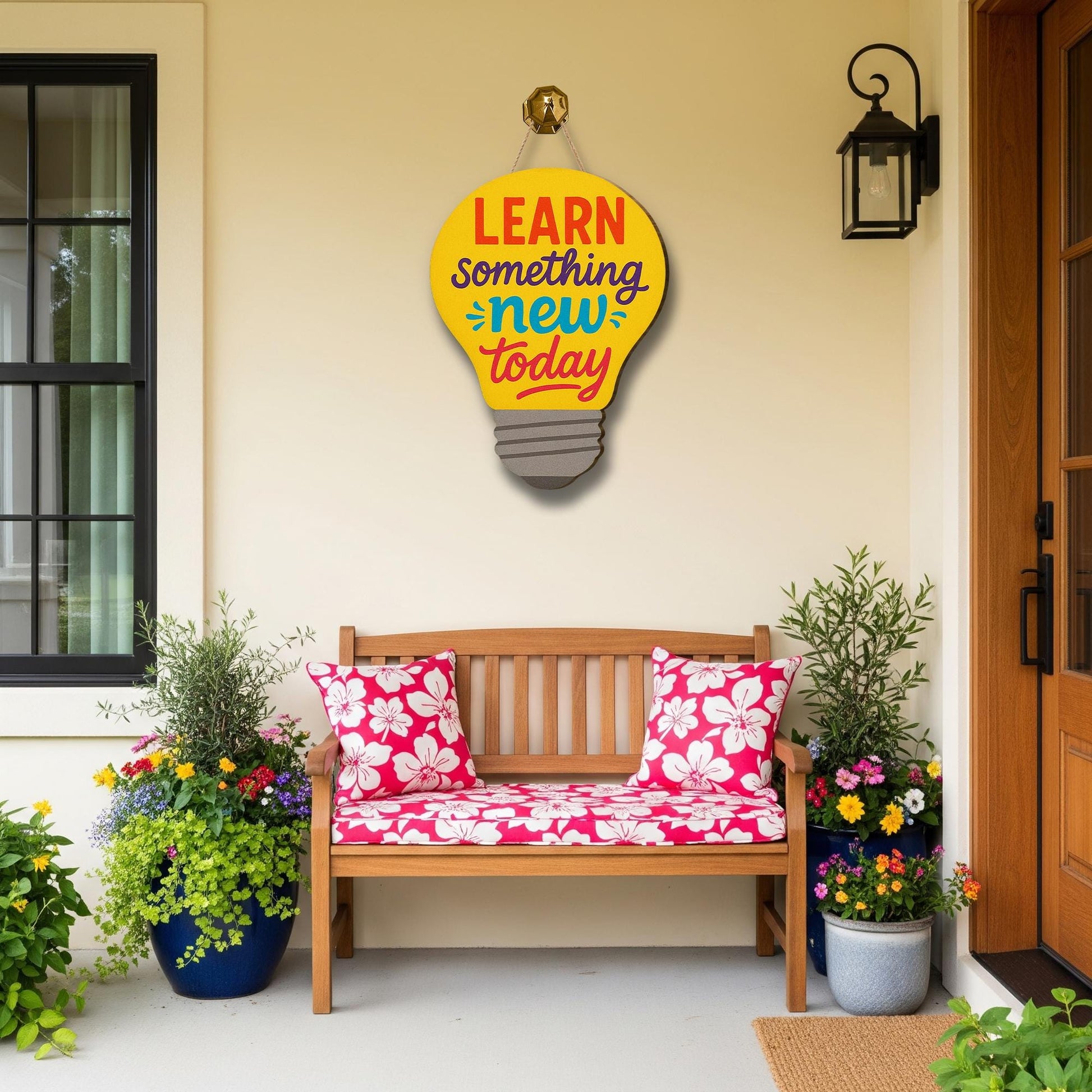 Learn Something New Today Sign, Light Bulb Classroom Decor, Inspirational Teacher Sign, Wooden School Wall Art, Motivational Gift
