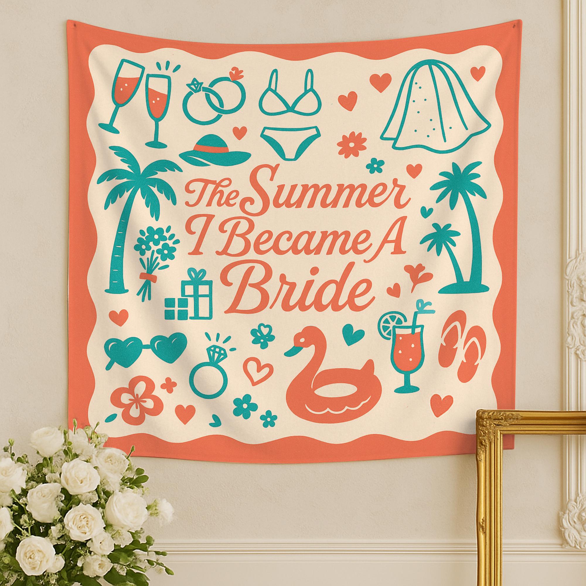 The Summer I Became a Bride Tapestry, Bachelorette Party Banner, Bride to Be Wall Decor, Bridal Shower Gift, Wedding Celebration