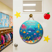 Personalized Under the Sea Classroom Sign – Ocean Theme Teacher Door Decor with Whale, Octopus, Fish – Custom School Wall Sign