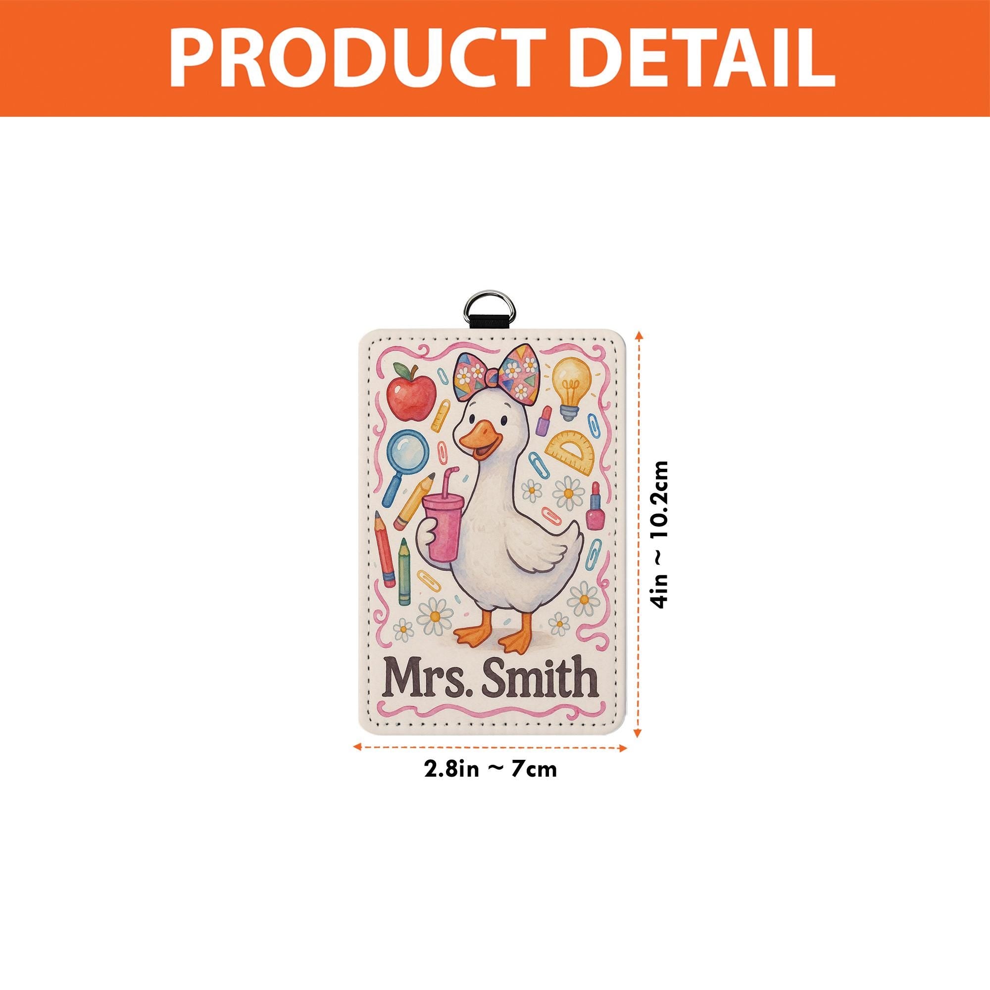 Teacher Duck Badge Reel, Cute Duck ID Holder for Women, Personalized Name Tag, Funny Teacher Gift, Custom Lanyard with Clip