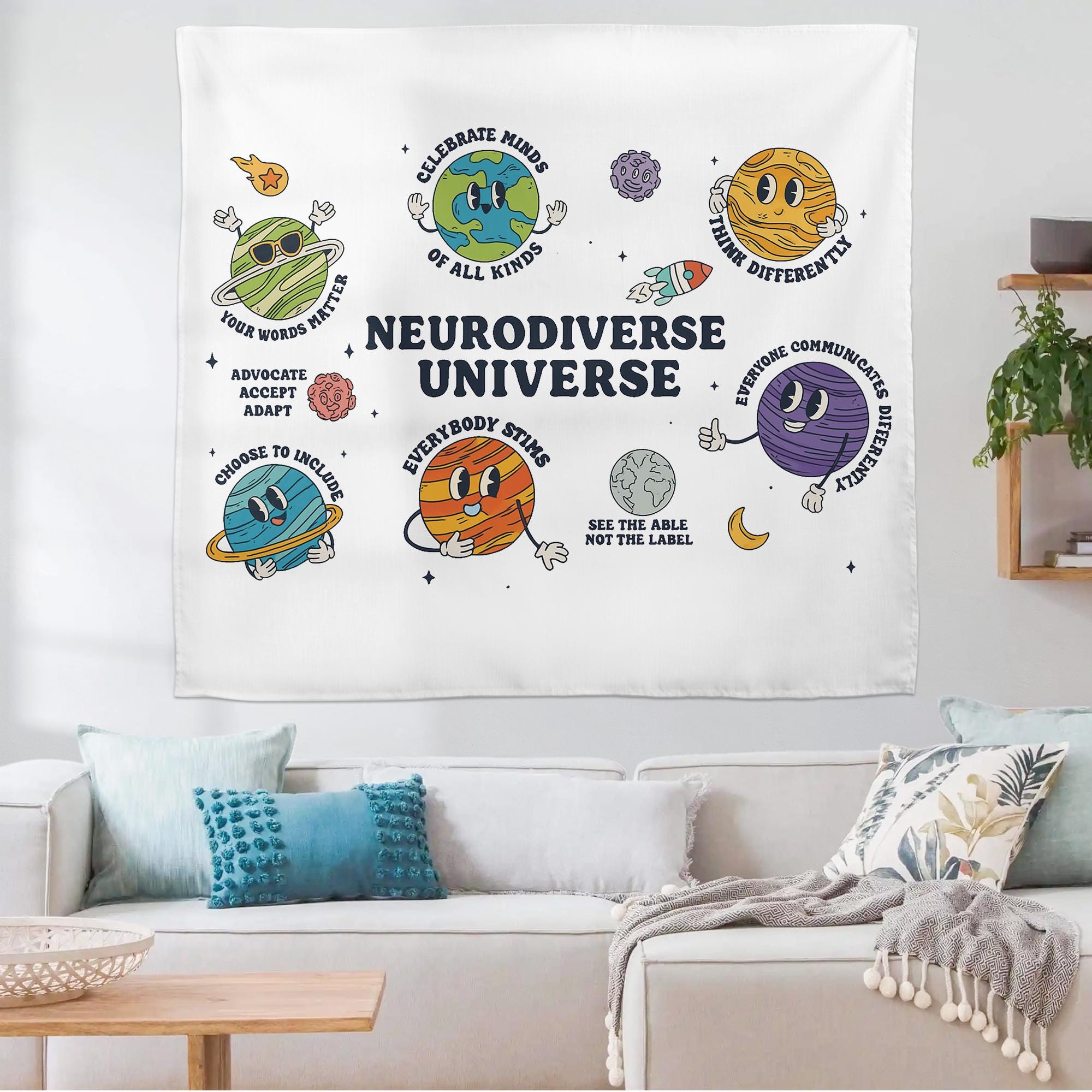 Neurodiverse Universe Tapestry | Celebrate Neurodiversity Wall Art | Classroom Decor for Autism Awareness | Inclusion Affirmation