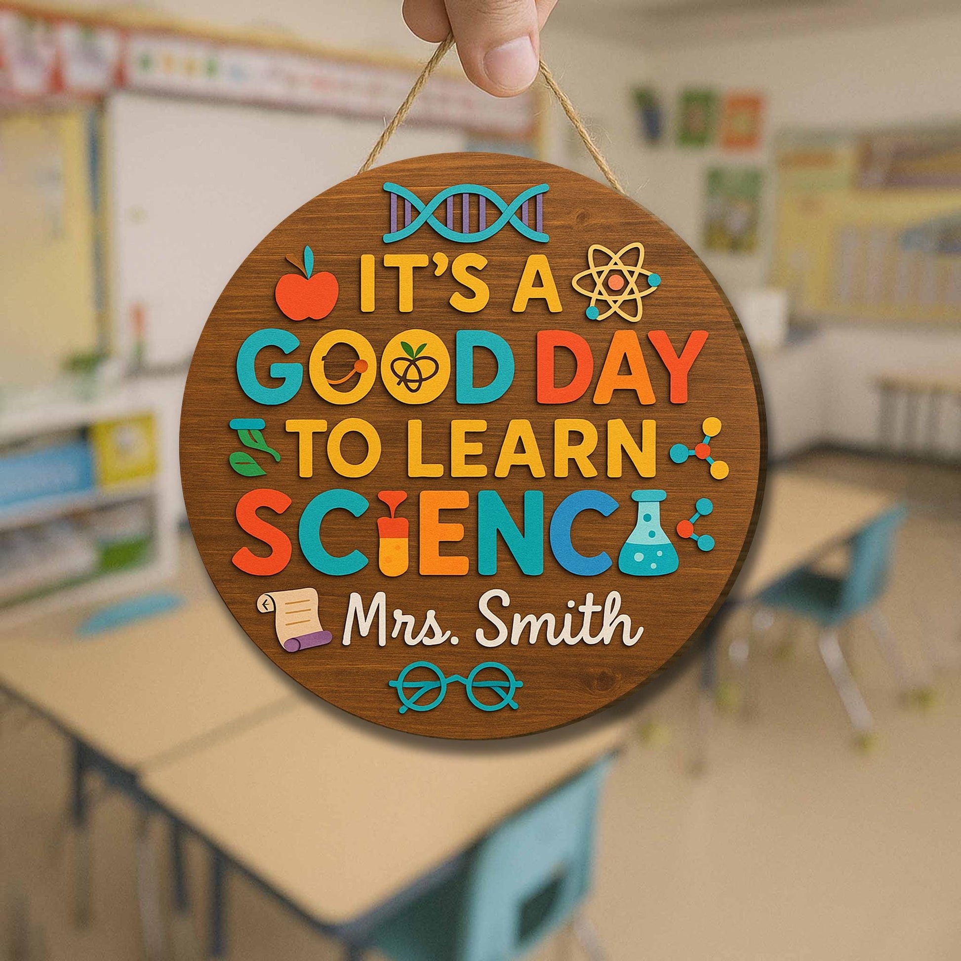It's a Good Day to Learn Science Sign, 3D Wooden Teacher Door Hanger, STEM Classroom Decor, Science Teacher Gift, Lab Wall Art