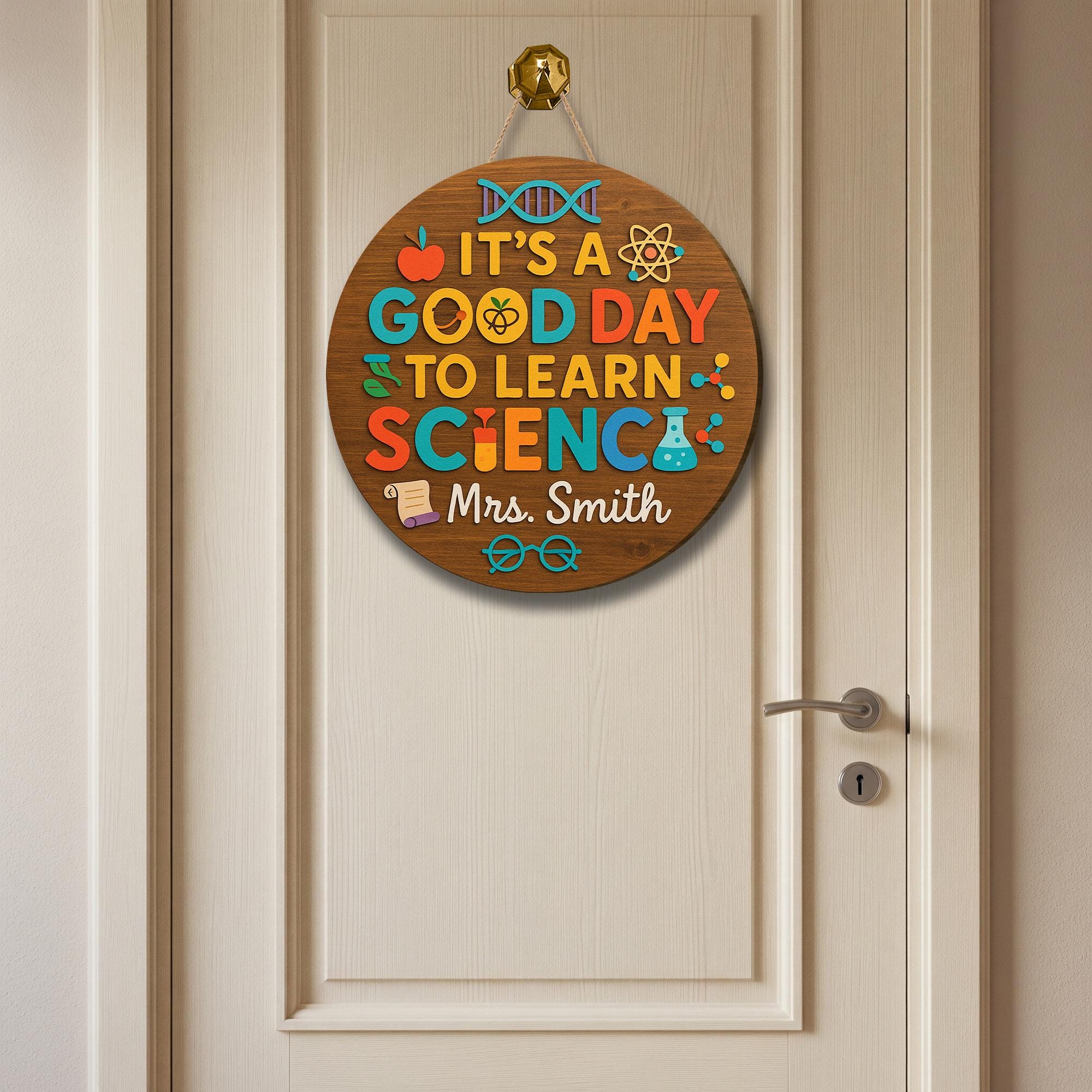 It's a Good Day to Learn Science Sign, 3D Wooden Teacher Door Hanger, STEM Classroom Decor, Science Teacher Gift, Lab Wall Art