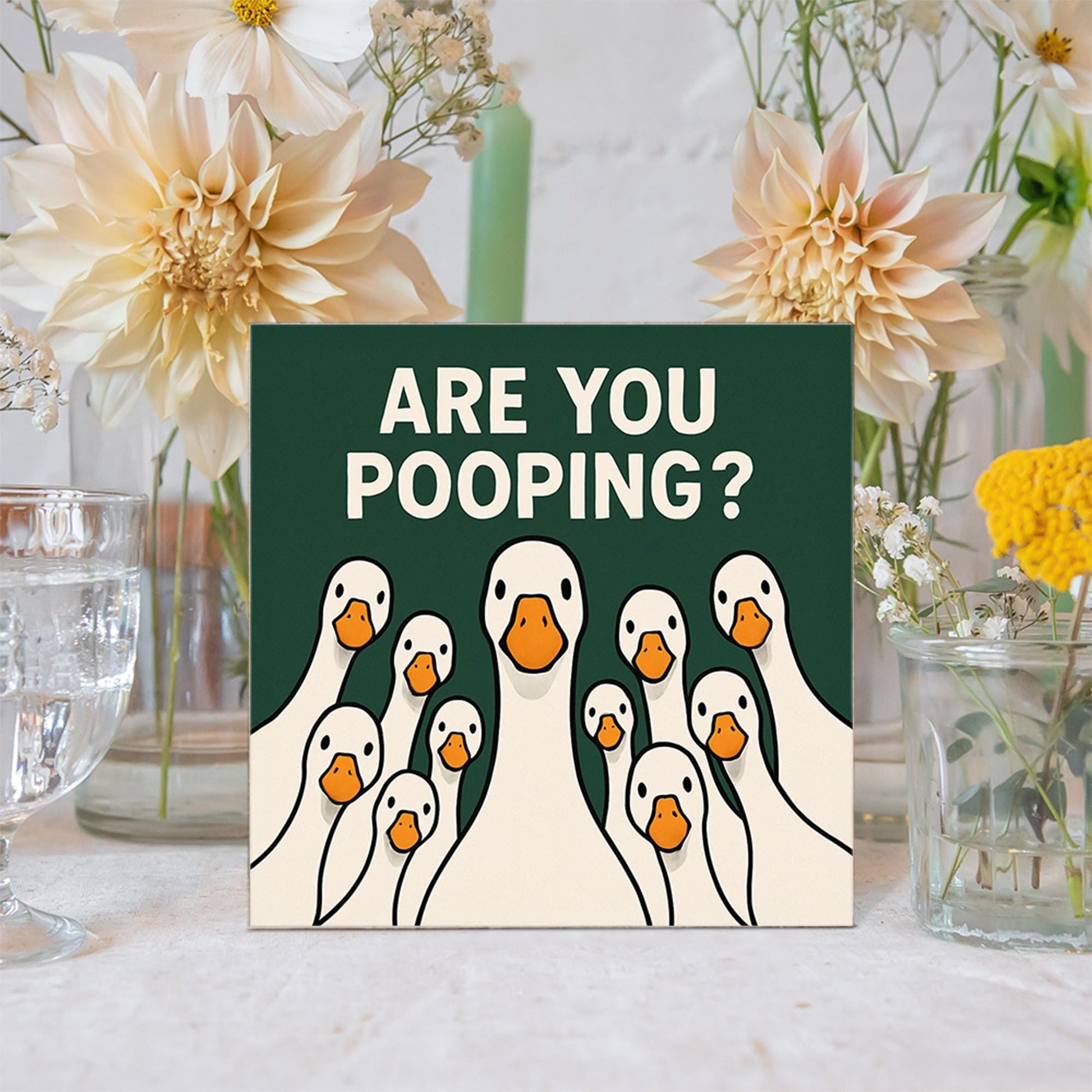 Funny Goose Bathroom Sign, Are You Pooping Wall Art, Goose Humor Toilet Decor, Gag Gift for Him, Farm Animal Bathroom Sign